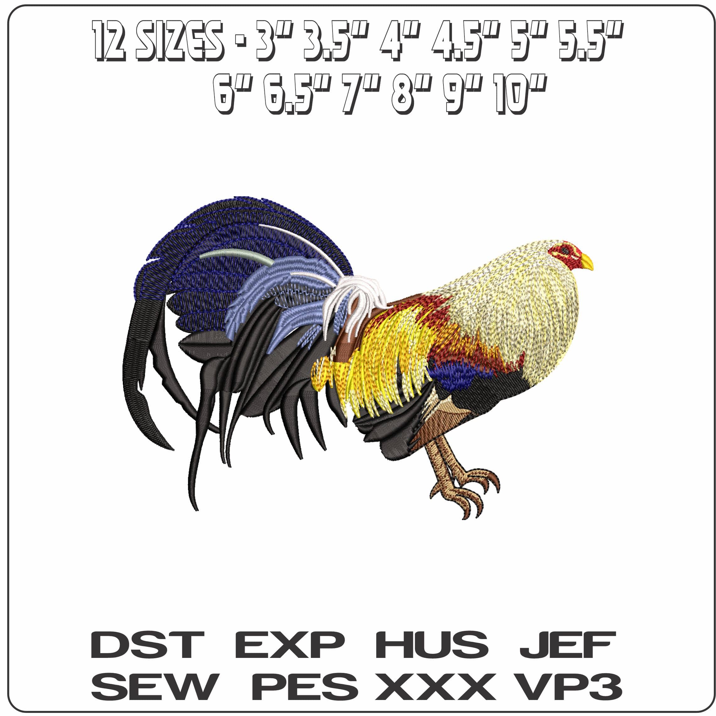 High Color Cockeral   - Elegant embroidery design file - instant download — view 2