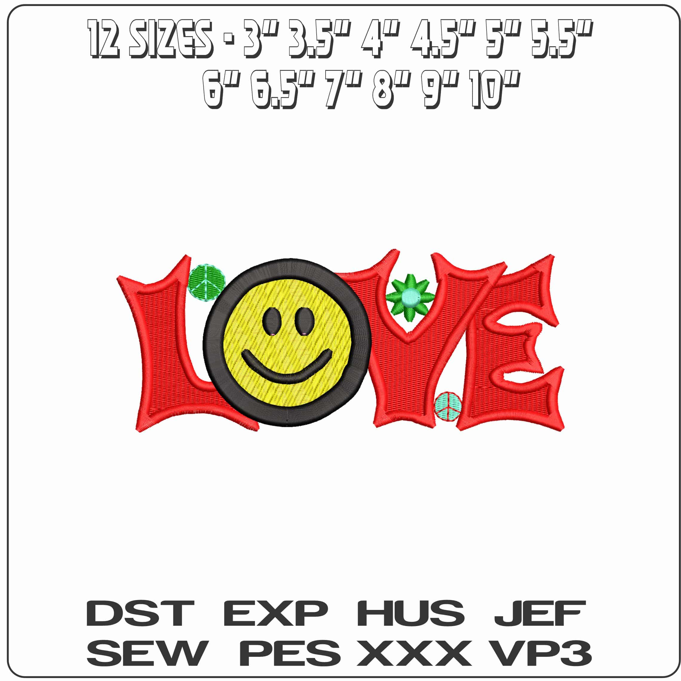 Hippy Love   - Elegant embroidery design file - instant download — view 2