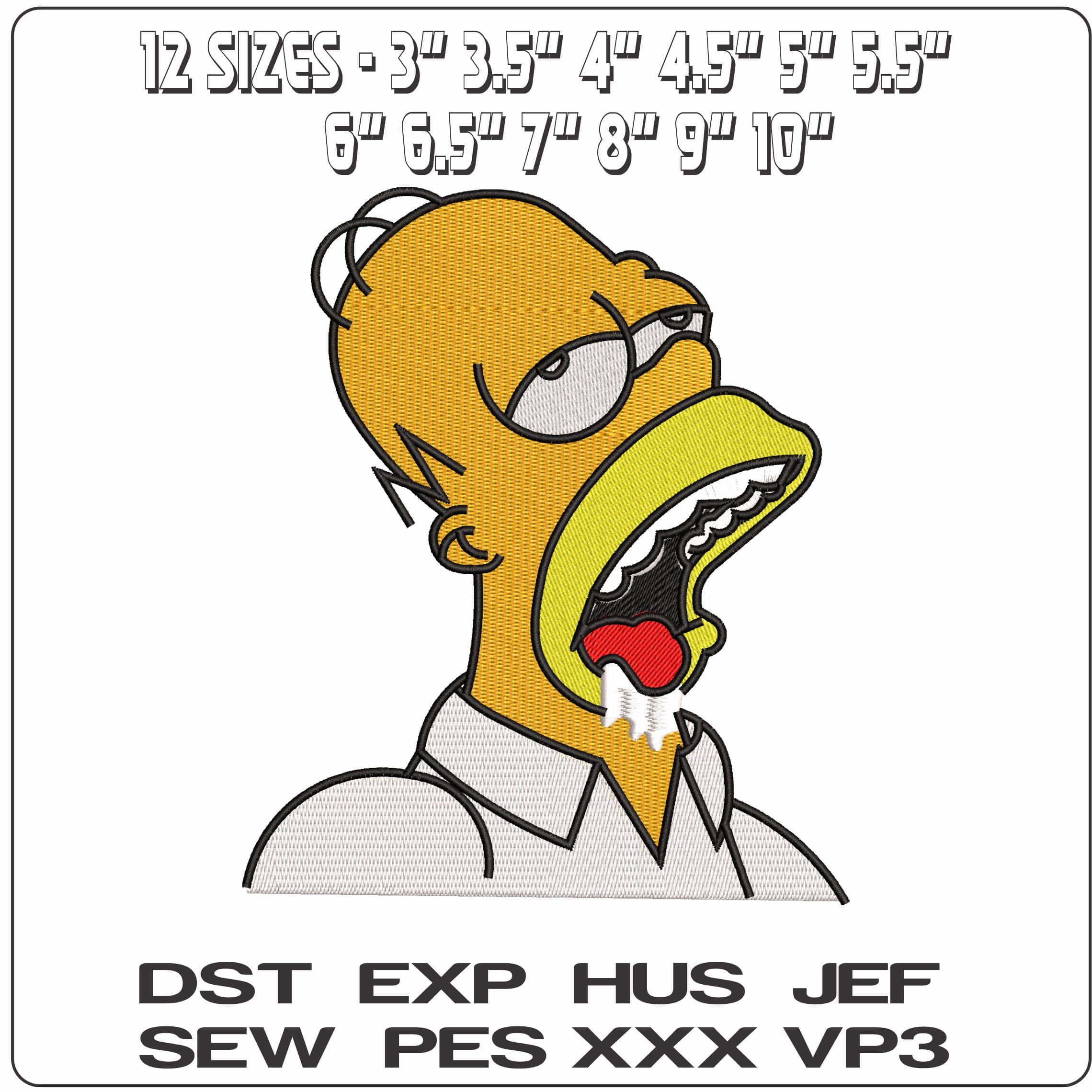 Homer Simpson Drueling The Simpsons   - Elegant embroidery design file - instant download — view 2