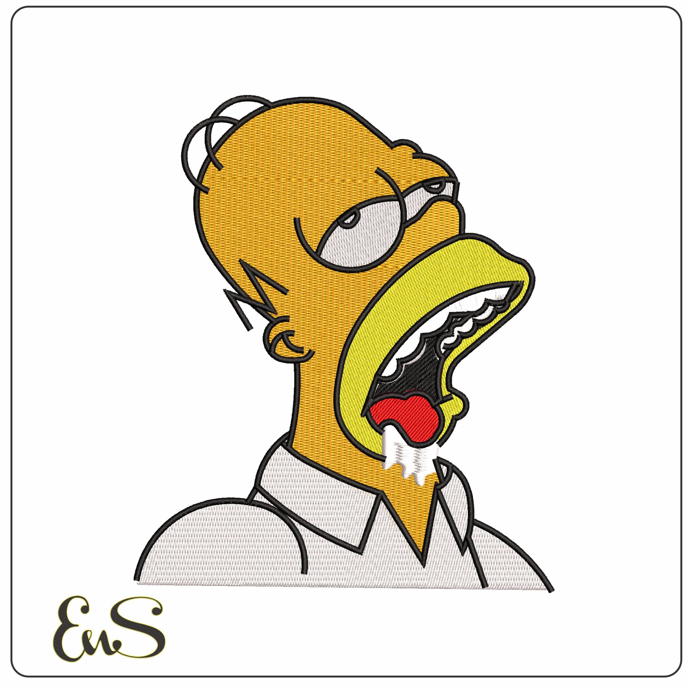 Homer Simpson Drueling The Simpsons   - Elegant embroidery design file - instant download