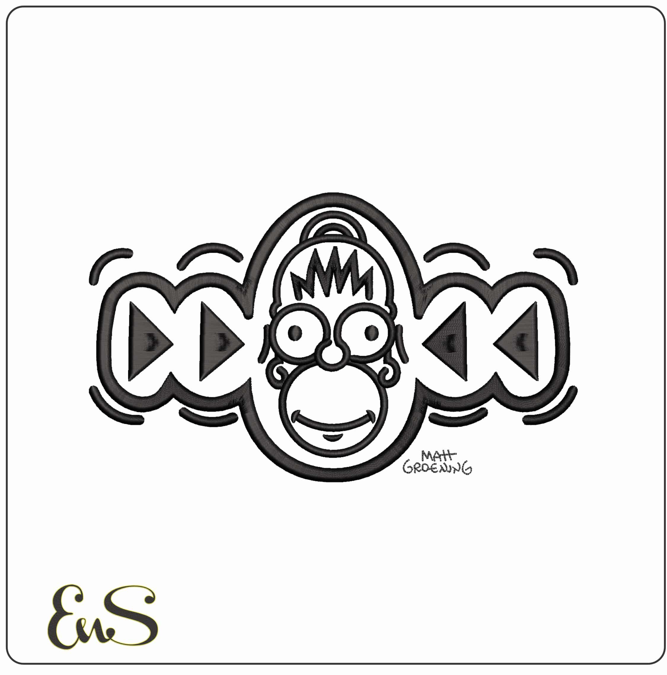 Homer Simpson line design The Simspons   - Elegant embroidery design file - instant download