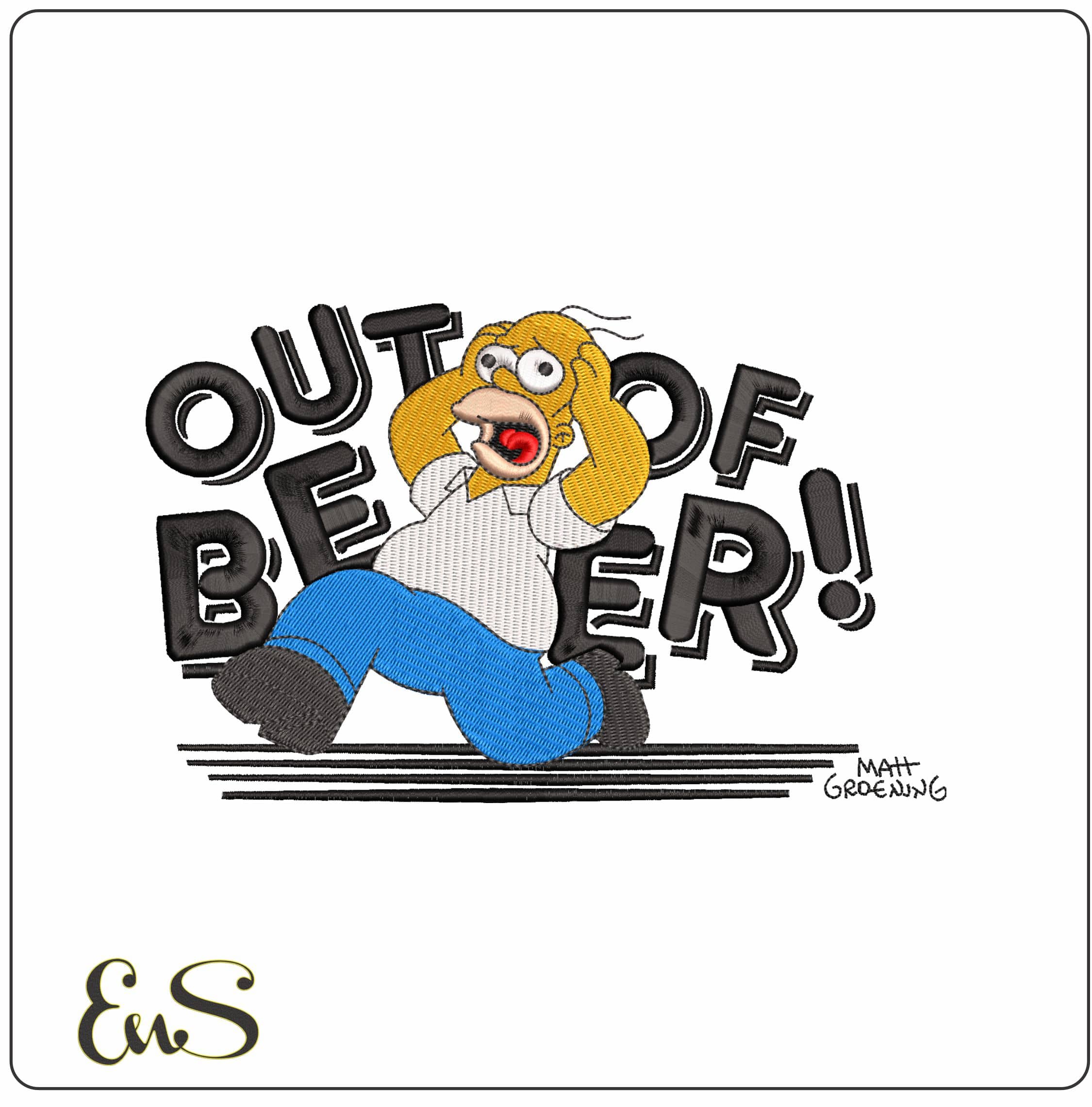 Homer Simpson Out Of Beer The Simspons   - Elegant embroidery design file - instant download