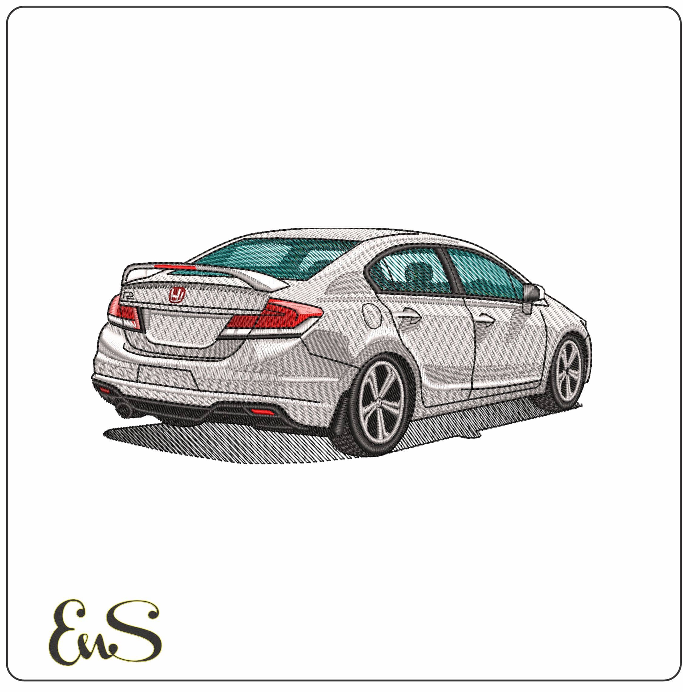 Honda Civic Si   - Elegant embroidery design file - instant download