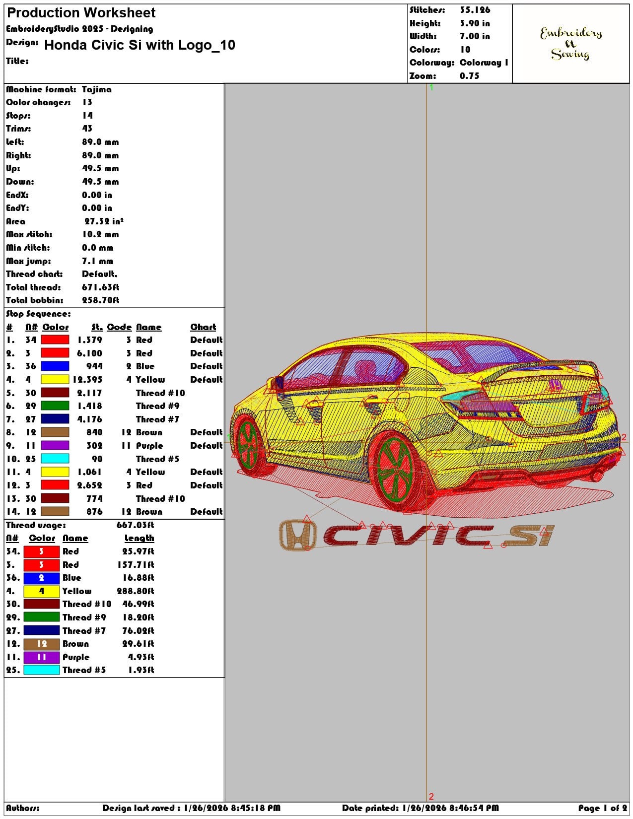 Honda Civic Si with Logo   - Elegant embroidery design file - instant download — view 3