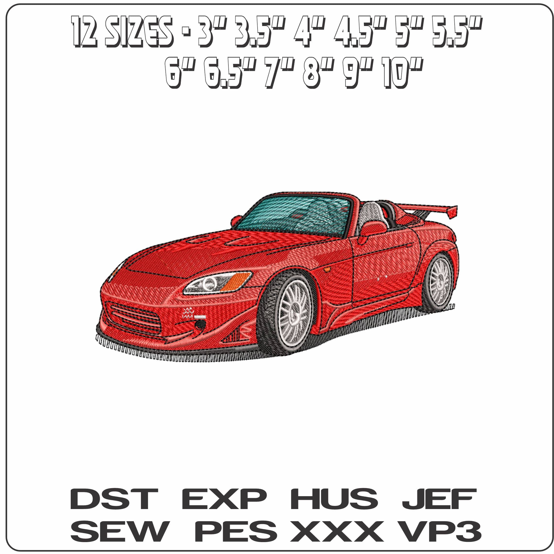 Honda S2000   - Elegant embroidery design file - instant download — view 2