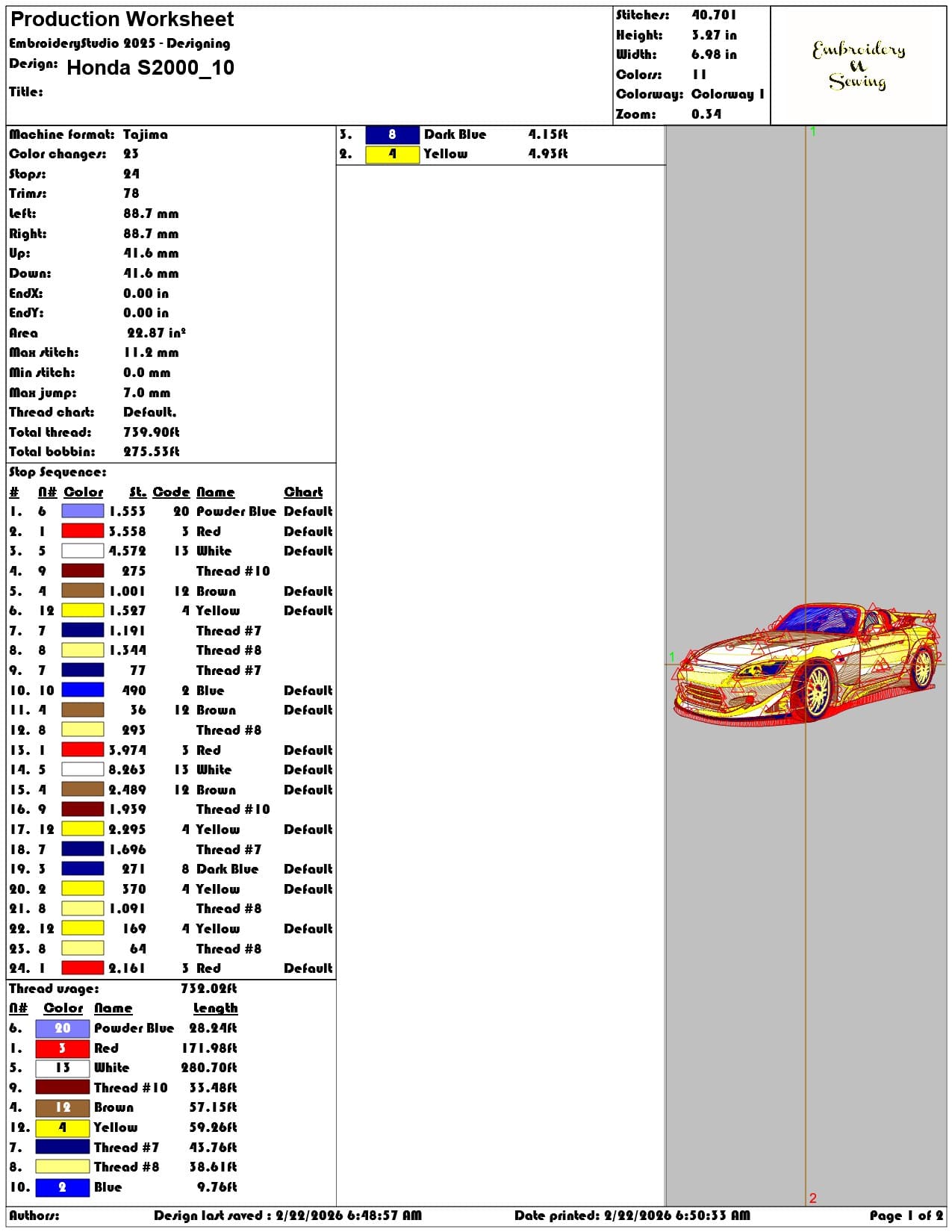 Honda S2000   - Elegant embroidery design file - instant download — view 3