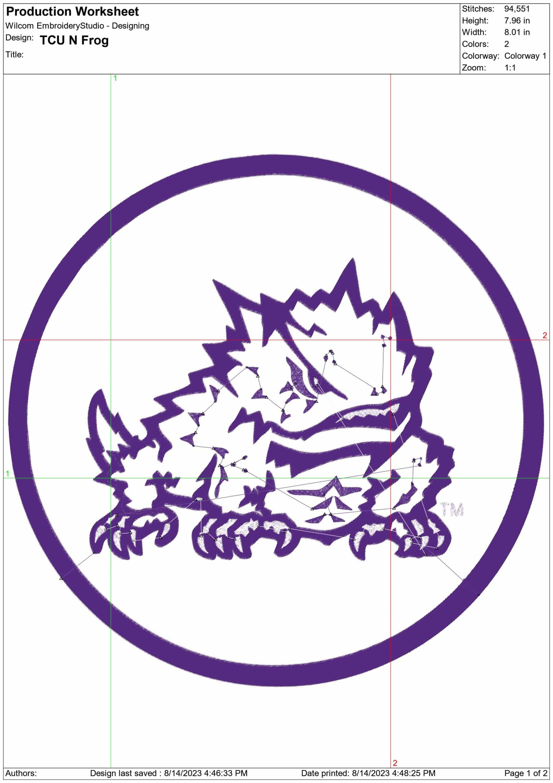 Texas Christian Horned Frog embroidery design, Texas Christian University TCU embroidery machine pattern embroidery file - instant download — view 2