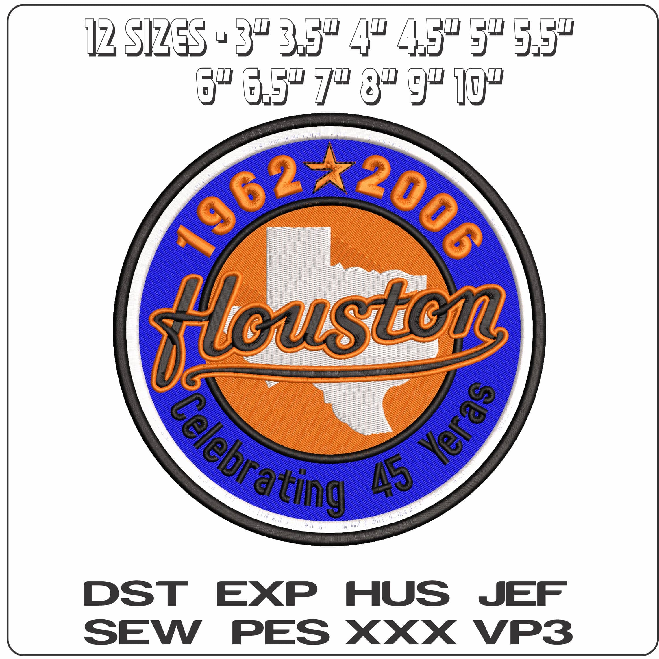 Houston 45 años   - Elegant embroidery design file - instant download — view 2