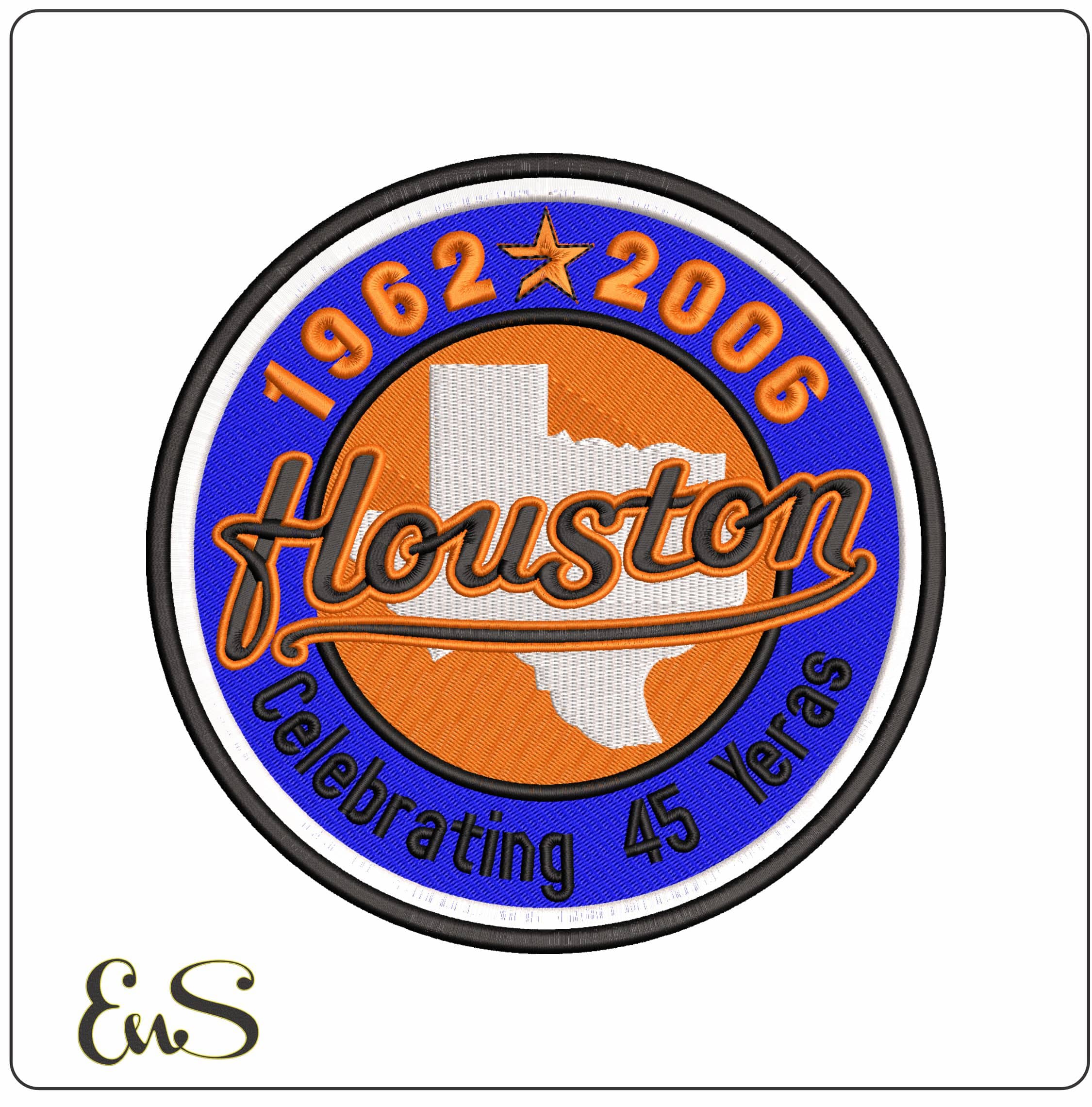 Houston 45 años   - Elegant embroidery design file - instant download