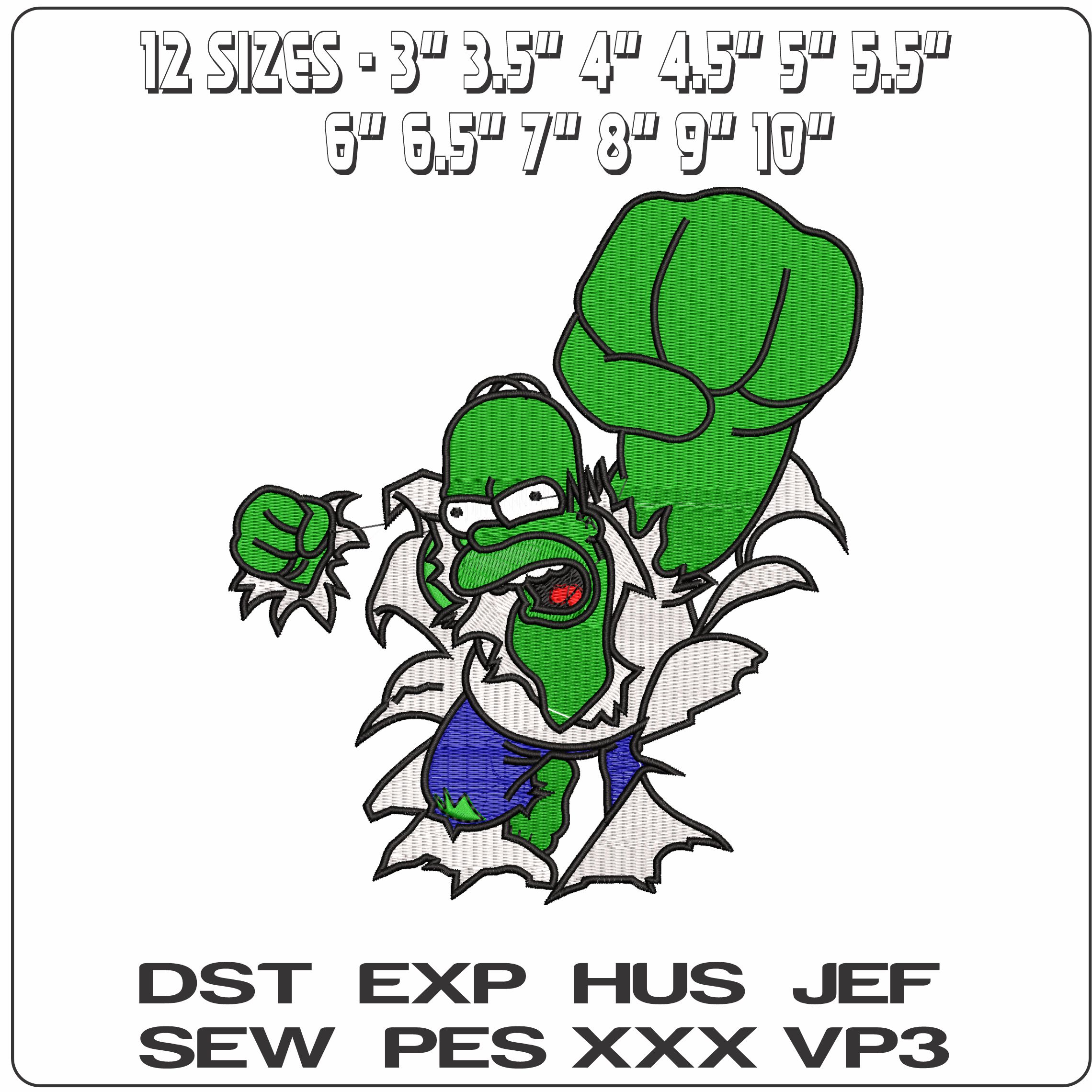 Hulk Homer Simpson The Simpsons   - Elegant embroidery design file - instant download — view 2
