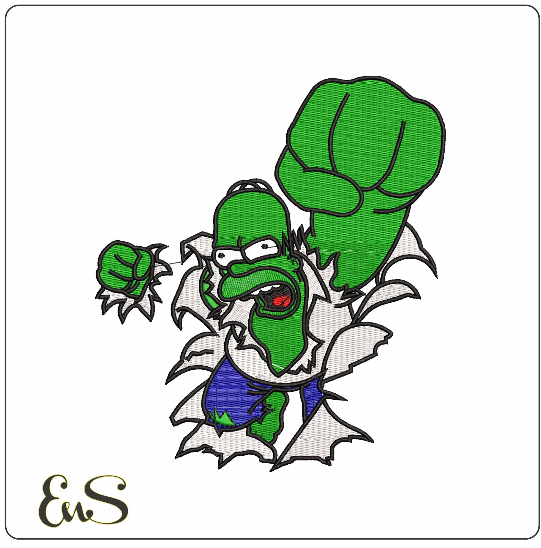 Hulk Homer Simpson The Simpsons   - Elegant embroidery design file - instant download