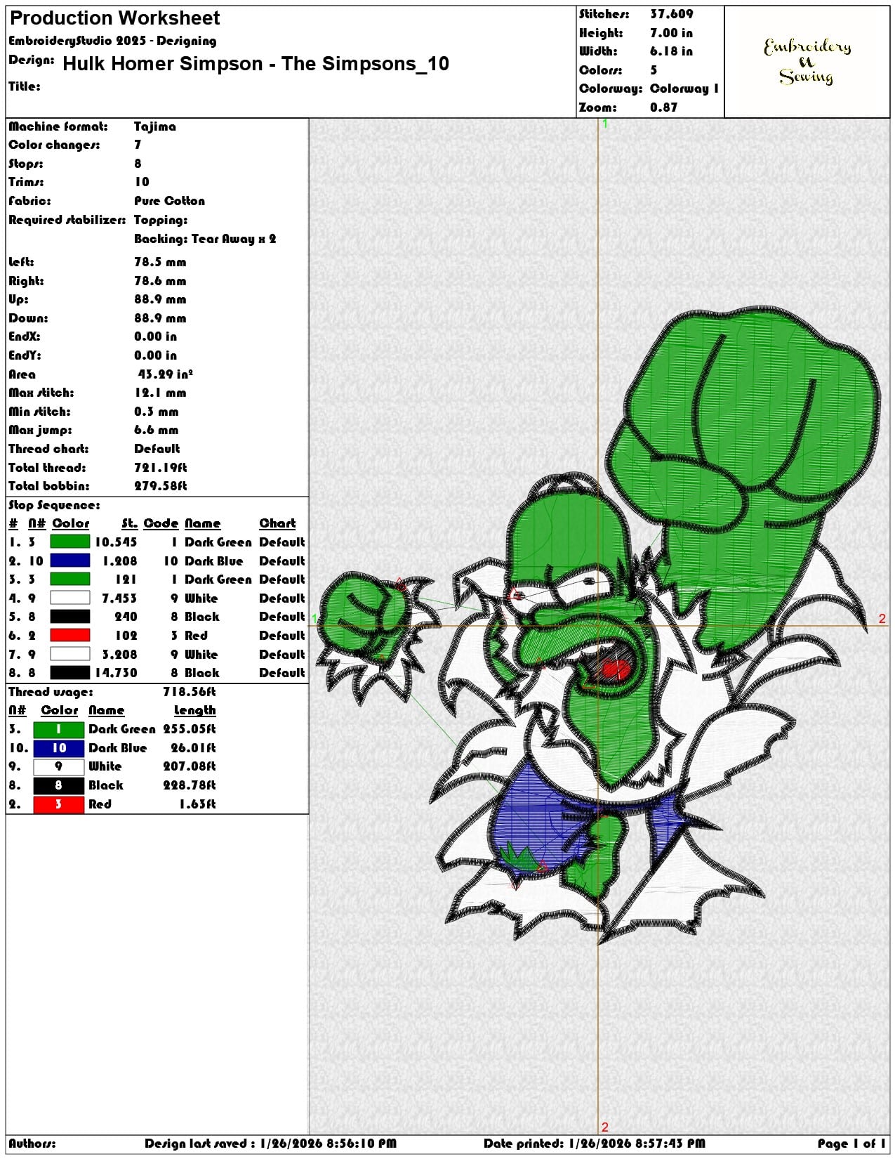 Hulk Homer Simpson The Simpsons   - Elegant embroidery design file - instant download — view 3