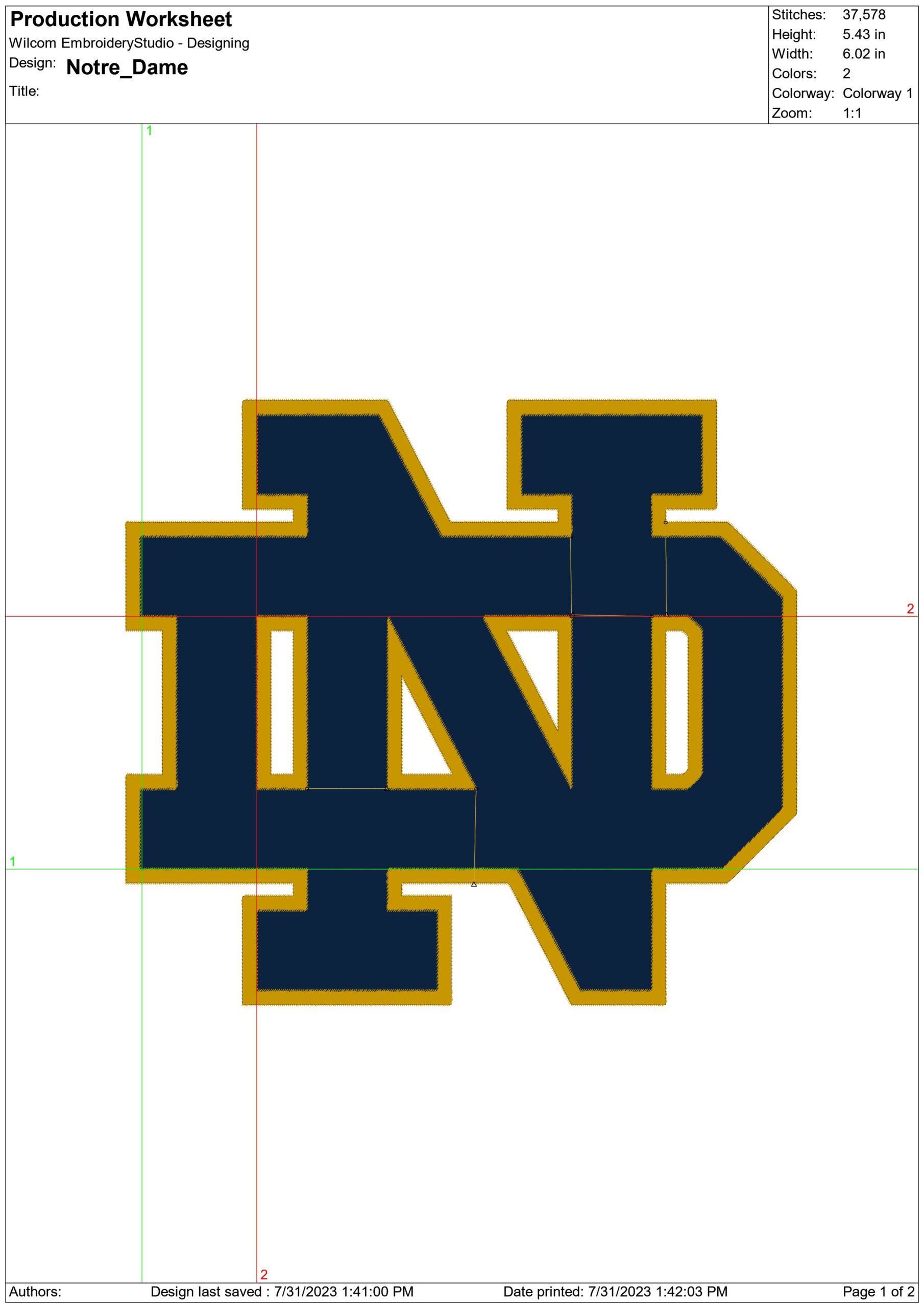 Notre Dame embroidery Special design - Irish Logo embroidery machine pattern embroidery file - instant download MORE SIZES 1.5, 1.75 2 — view 2