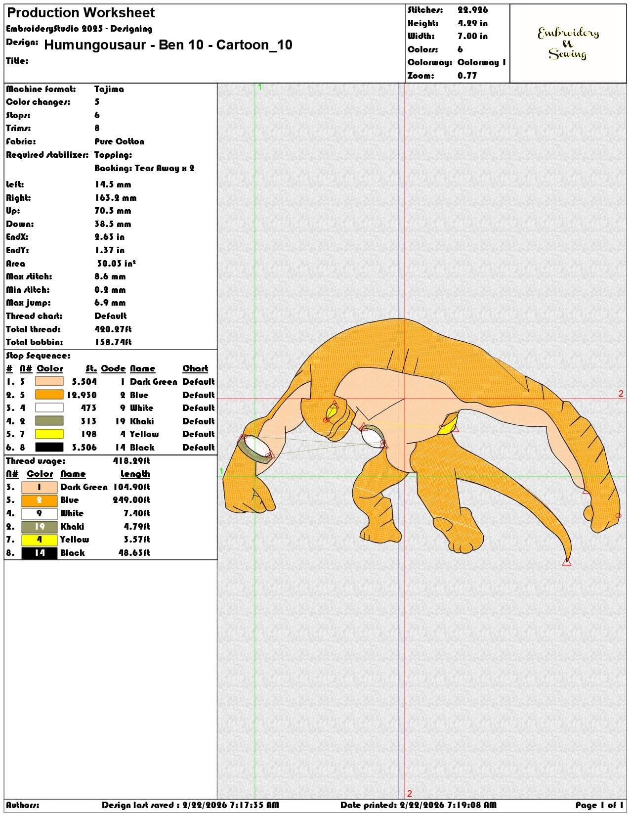 Humungousaur Ben 10 Cartoon   - Elegant embroidery design file - instant download — view 3