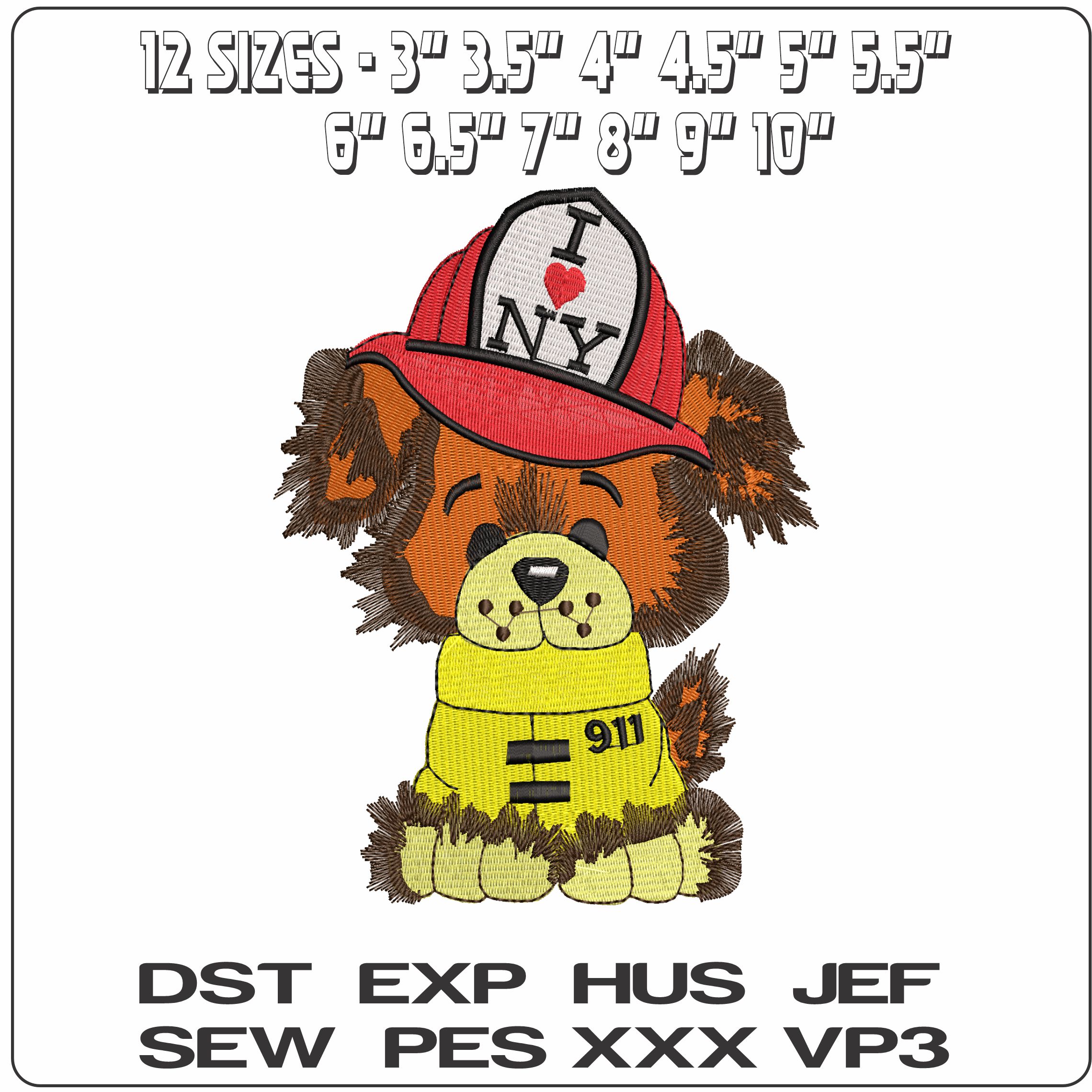 I love NY Fire Dog   - Elegant embroidery design file - instant download — view 2