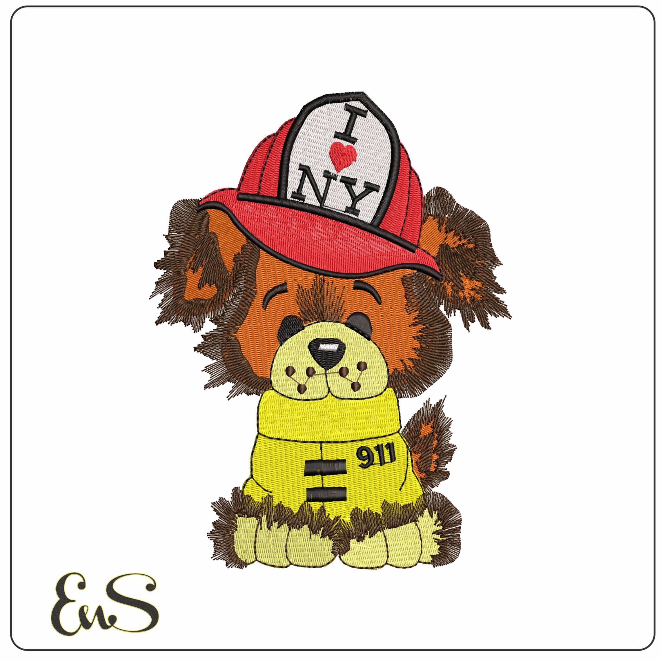 I love NY Fire Dog   - Elegant embroidery design file - instant download