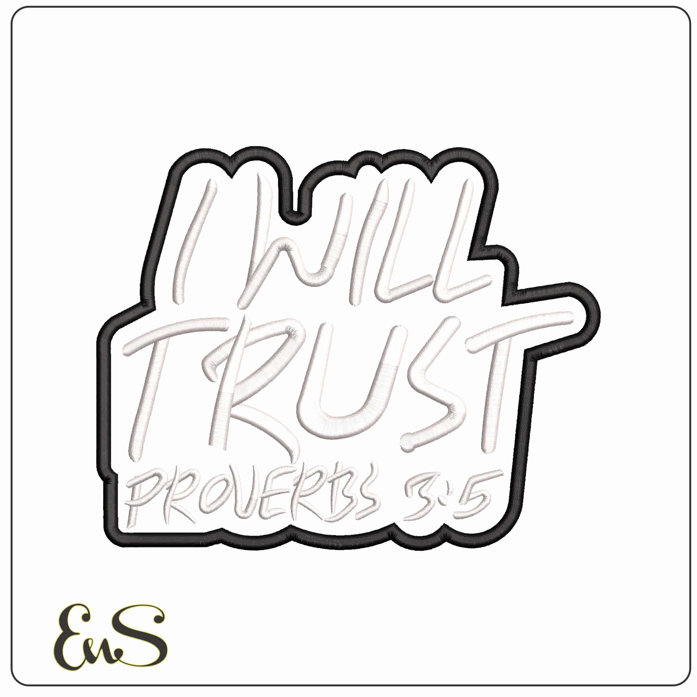 I Will Trust   - Elegant embroidery design file - instant download
