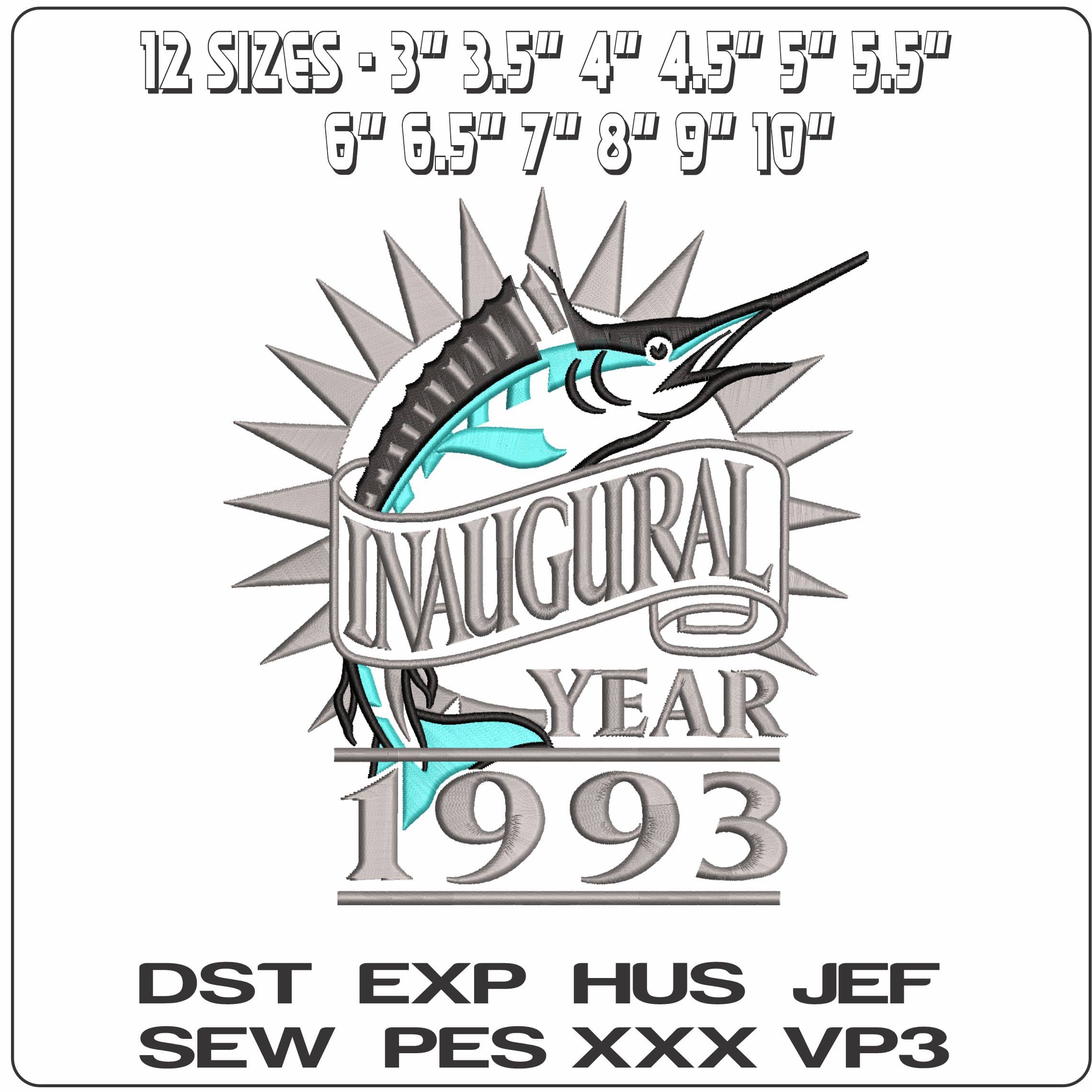 NAUGURAL 1993 FLORIDA   - Elegant embroidery design file - instant download — view 2
