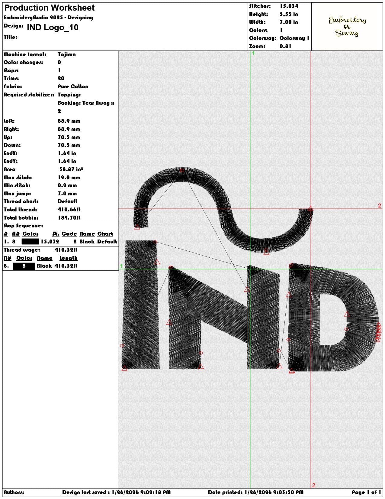 IND Logo   - Elegant embroidery design file - instant download — view 3