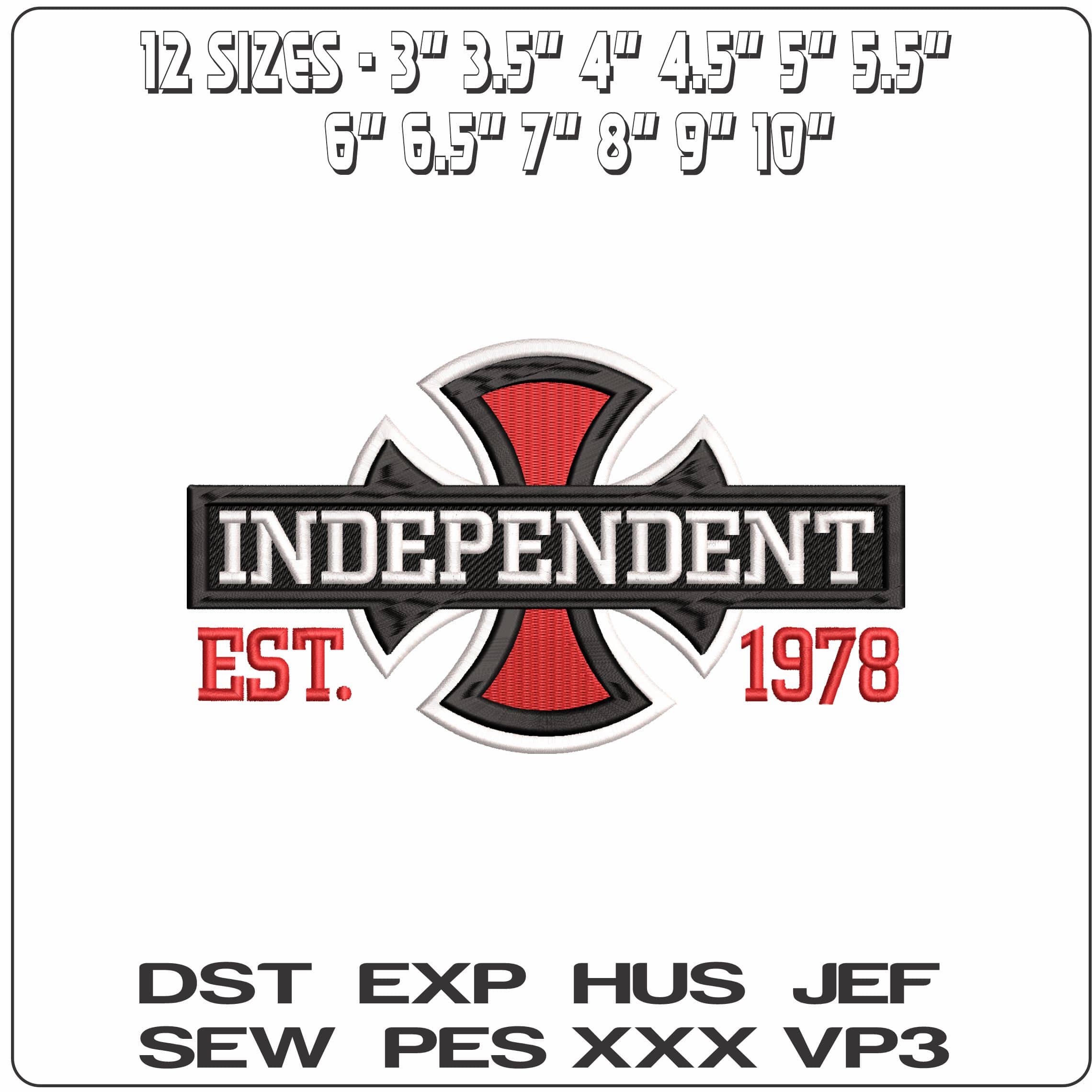 Independent Truck Skateboard Company   - Elegant embroidery design file - instant download — view 2