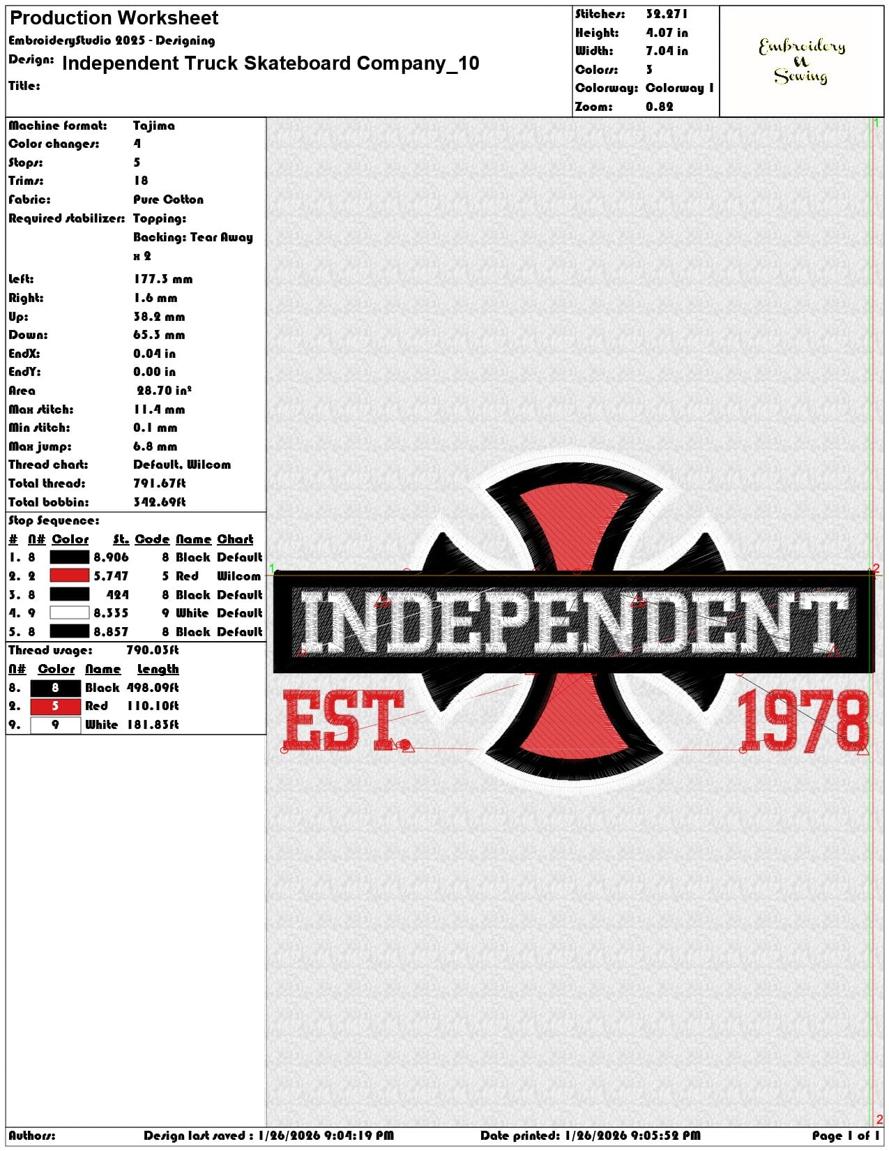 Independent Truck Skateboard Company   - Elegant embroidery design file - instant download — view 3