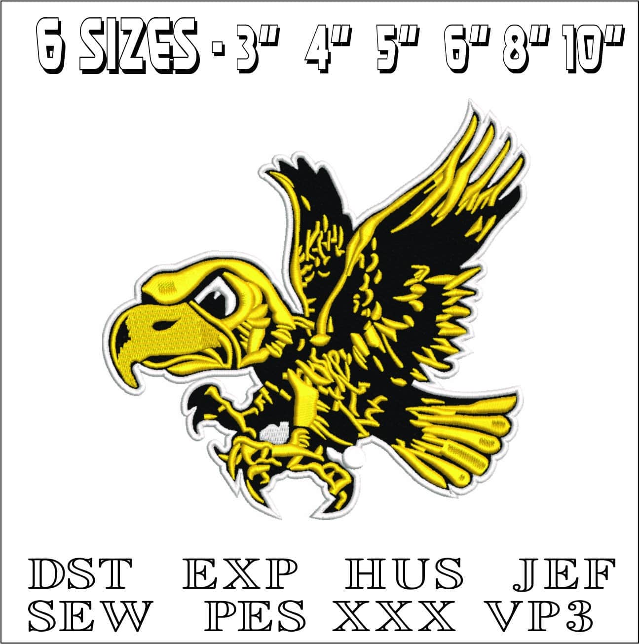 Iowa Hawkeyes 1956 Mascot   - Elegant embroidery design file - instant download — view 2