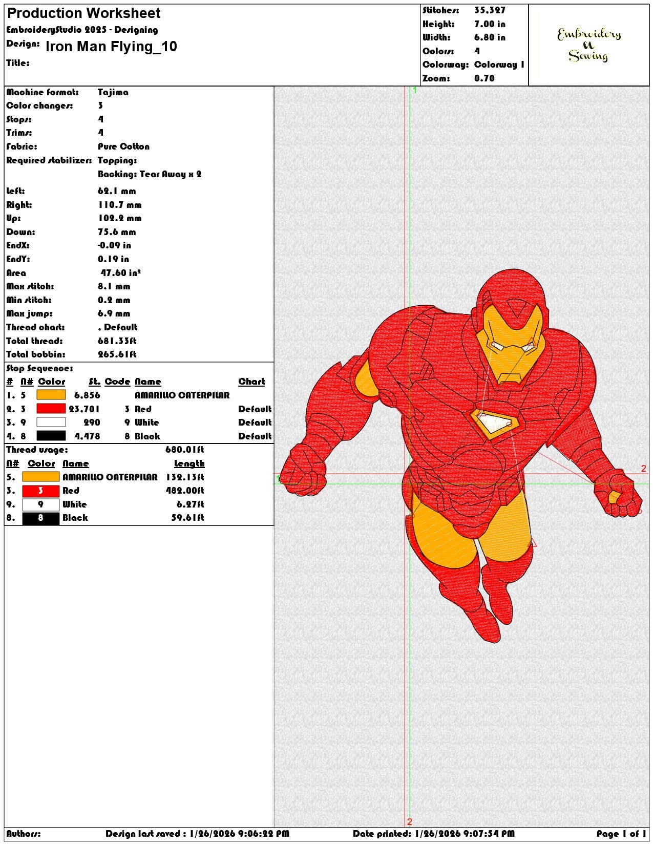 Iron Man Flying   - Elegant embroidery design file - instant download — view 3