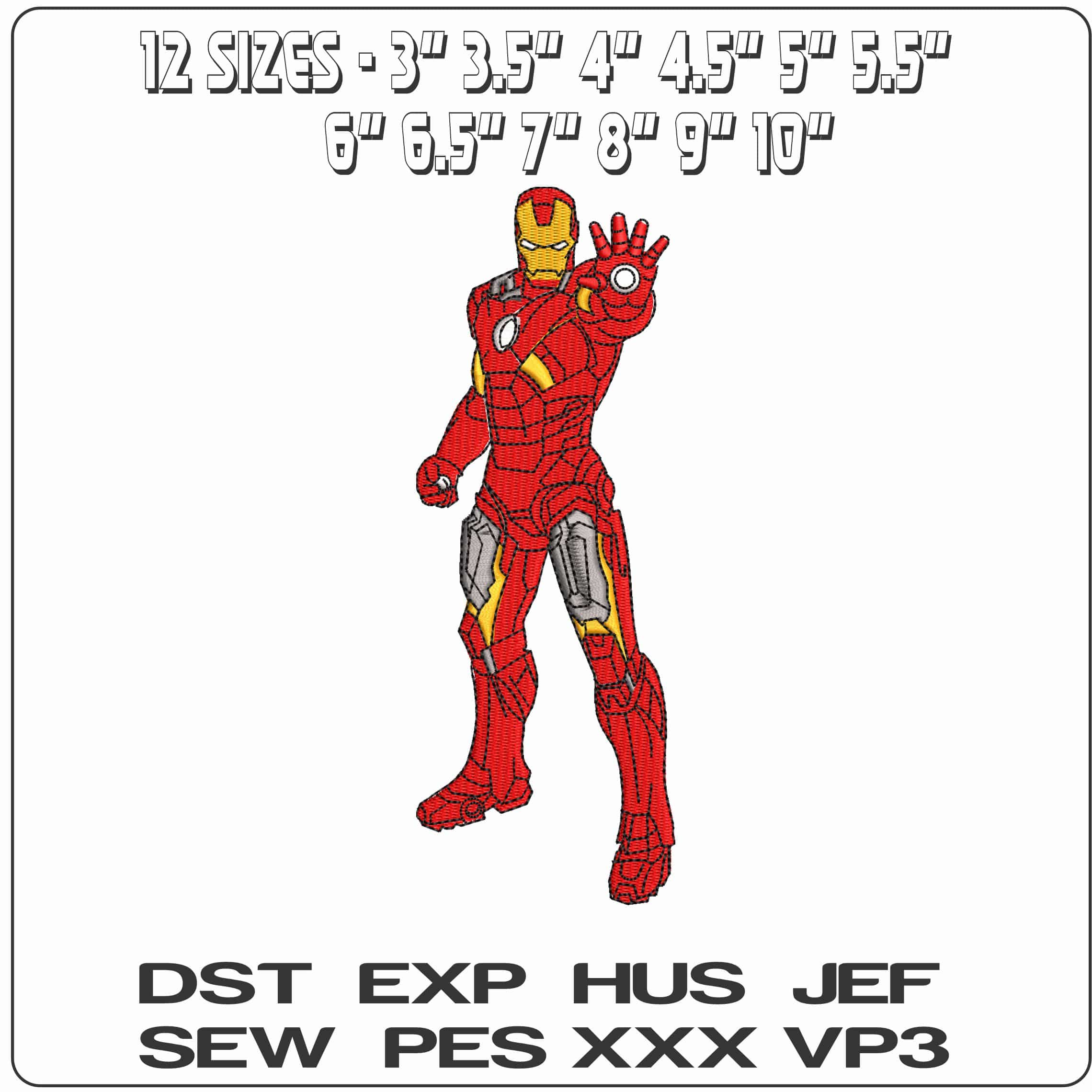 Iron Man using Arc Reactor   - Elegant embroidery design file - instant download — view 2