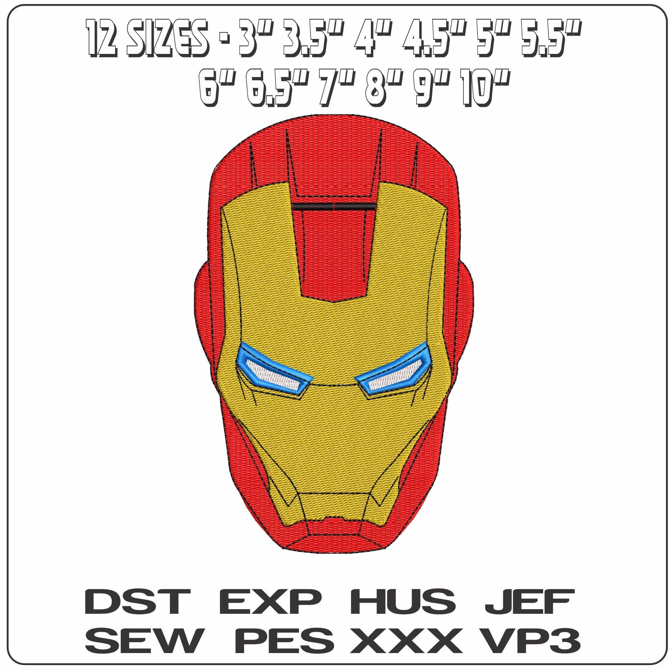 Ironman Mask Marvel Comic   - Elegant embroidery design file - instant download — view 2