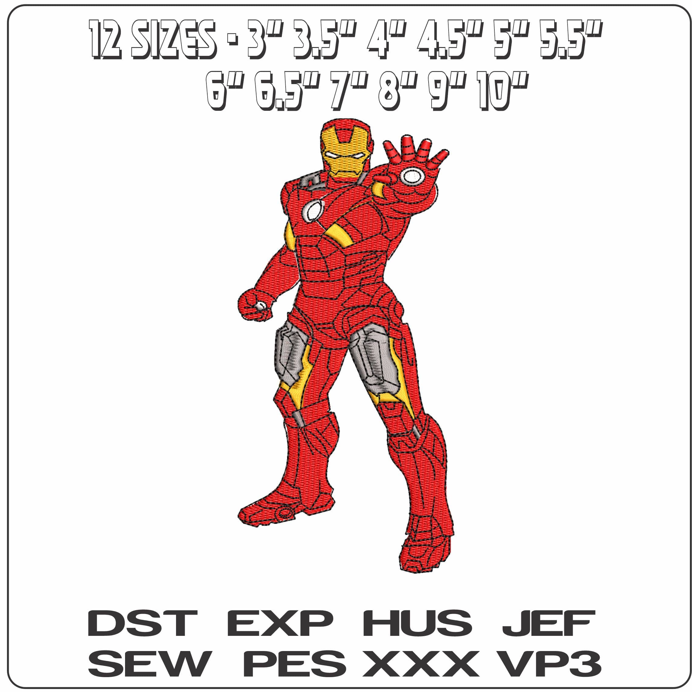 Ironman Ready to fire Marvel Comic   - Elegant embroidery design file - instant download — view 2