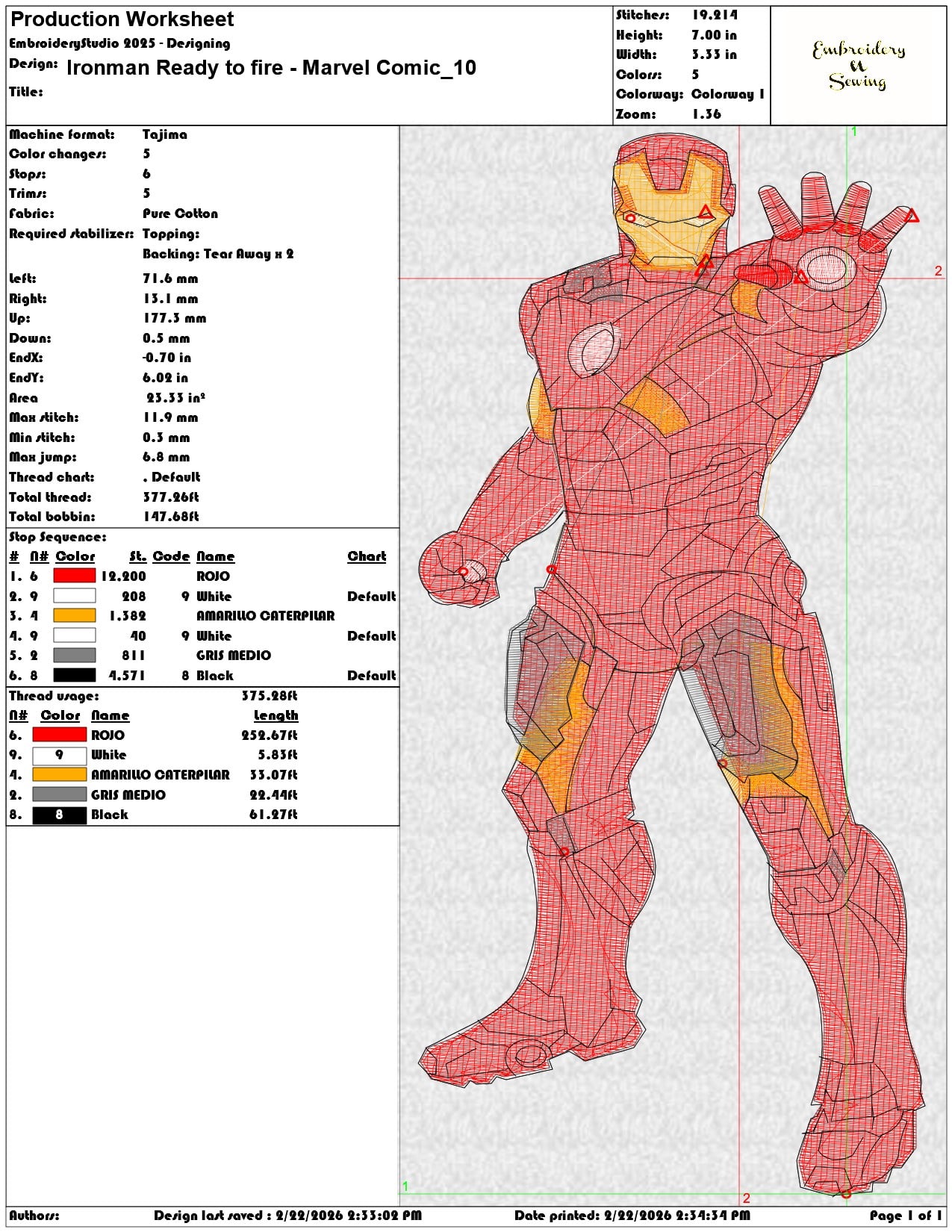 Ironman Ready to fire Marvel Comic   - Elegant embroidery design file - instant download — view 3