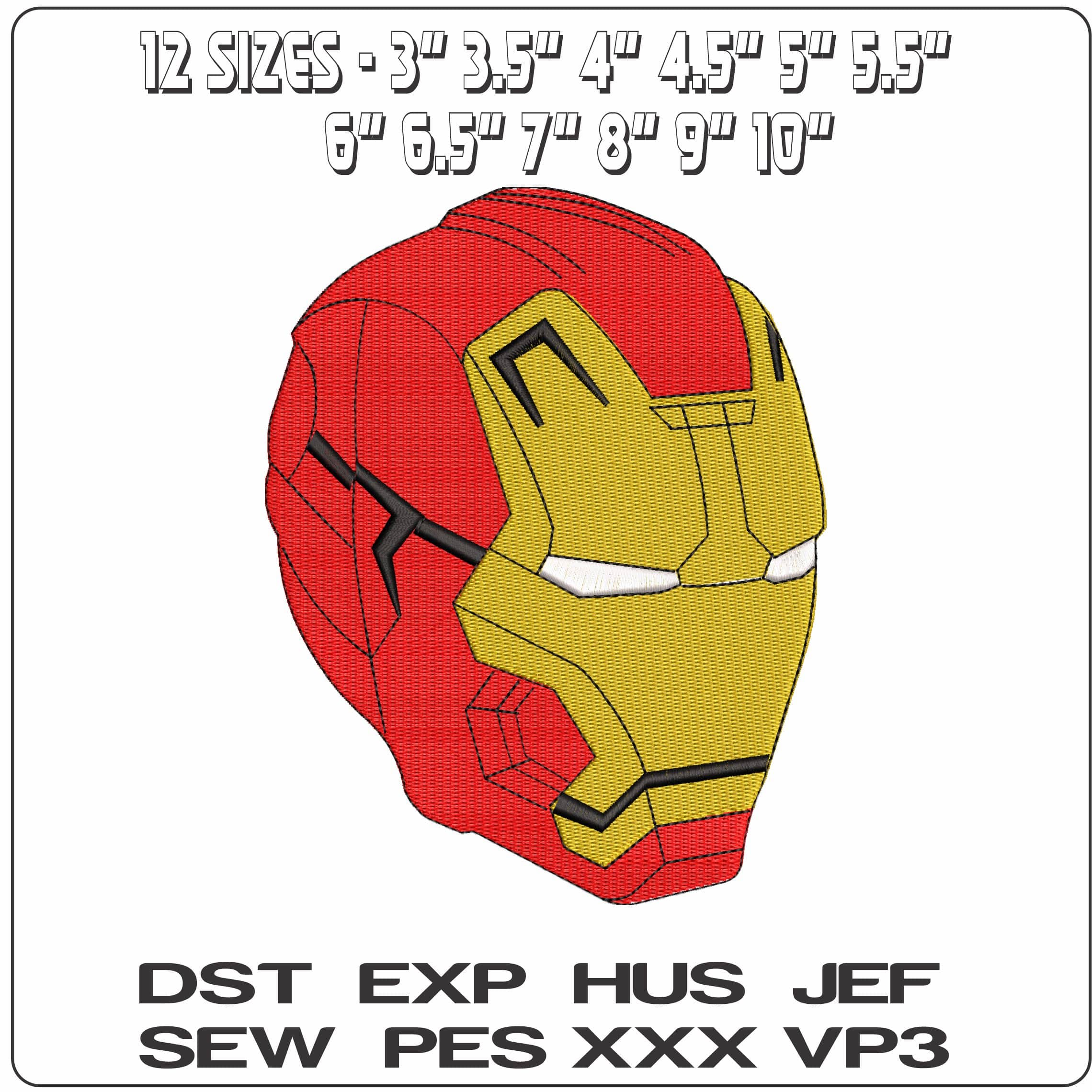 Ironman Side Mask Marvel Comic   - Elegant embroidery design file - instant download — view 2