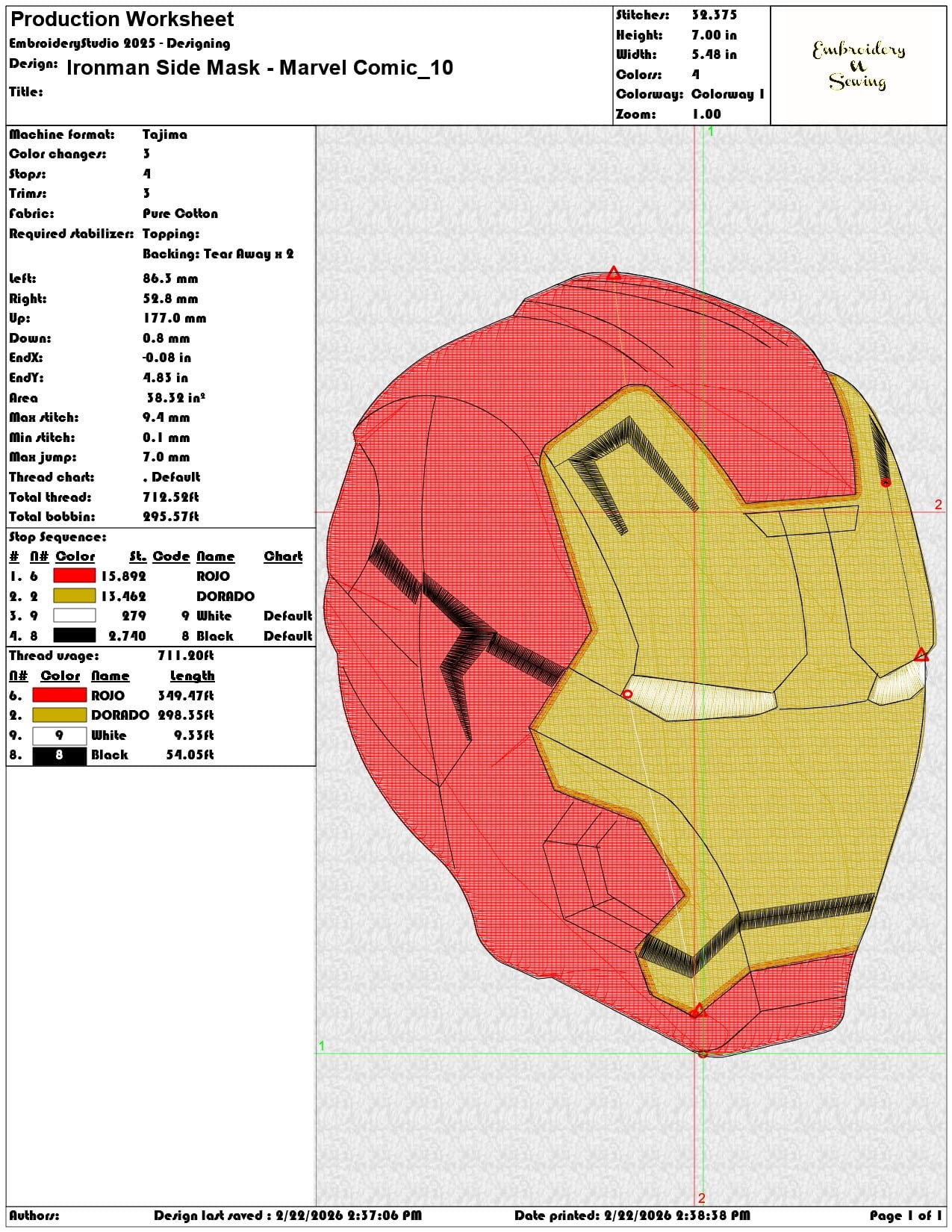 Ironman Side Mask Marvel Comic   - Elegant embroidery design file - instant download — view 3