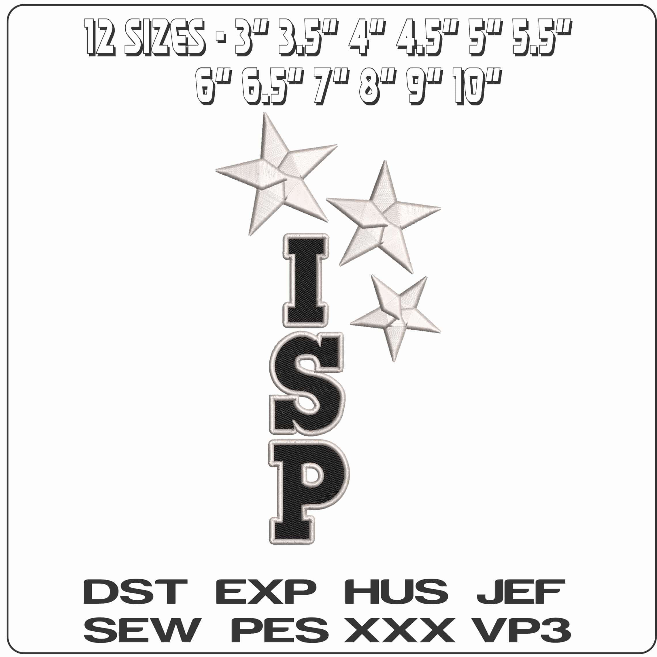 ISP 3 stars   - Elegant embroidery design file - instant download — view 2