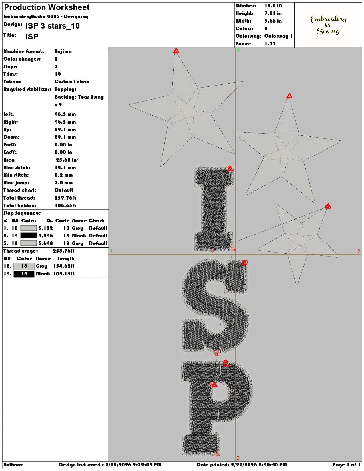 ISP 3 stars   - Elegant embroidery design file - instant download — view 3