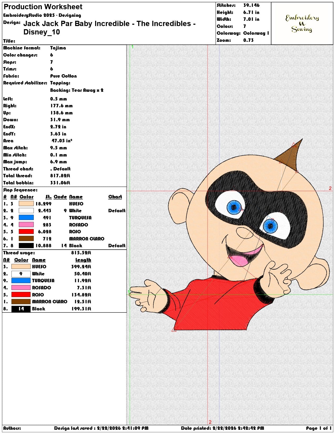 Jack Jack Par Baby Incredible The Incredibles Disney   - Elegant embroidery design file - instant download — view 3