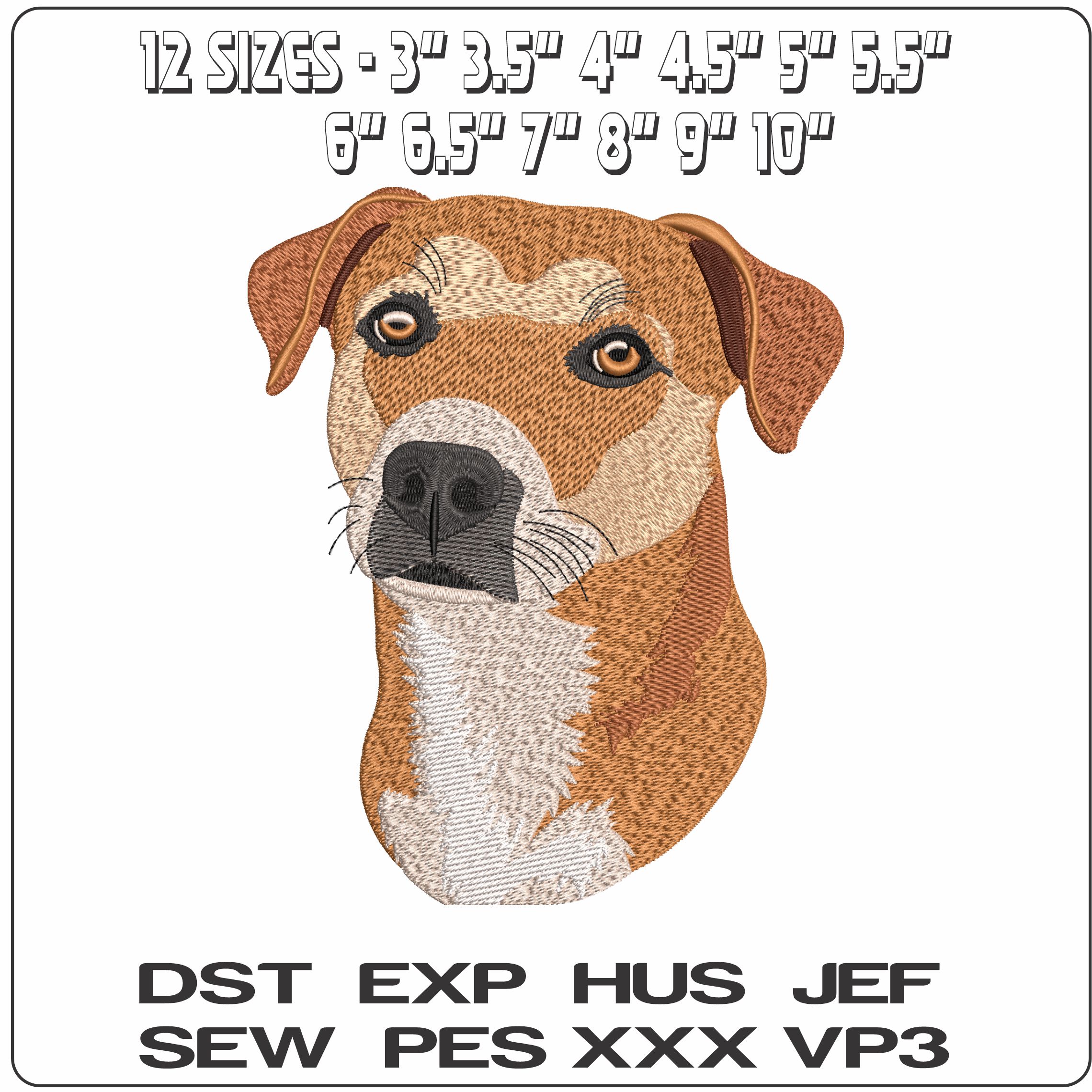 Jack Russel Terrier Dog Face   - Elegant embroidery design file - instant download — view 2