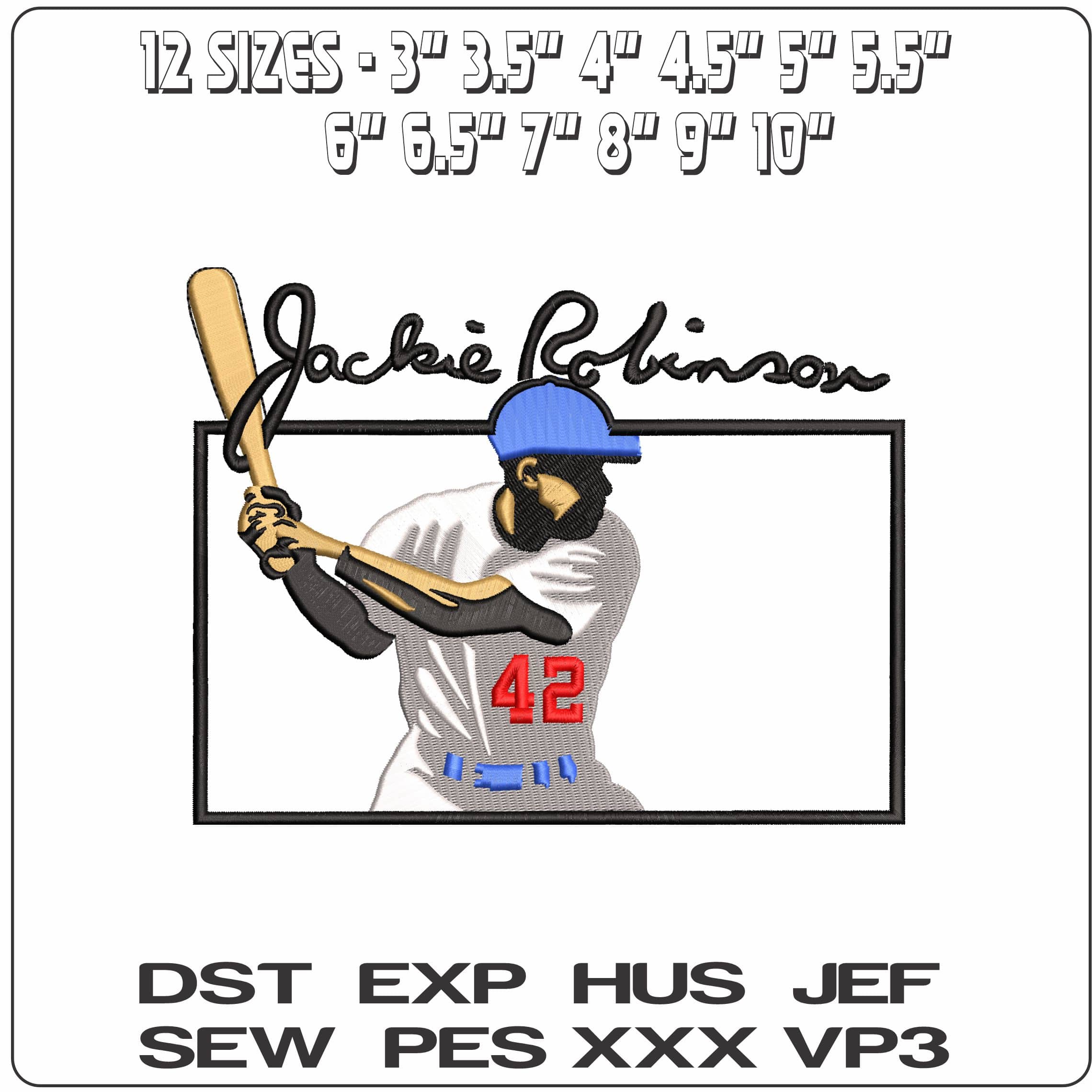 JACKIE ROBINSON DAY (2)   - Elegant embroidery design file - instant download — view 2