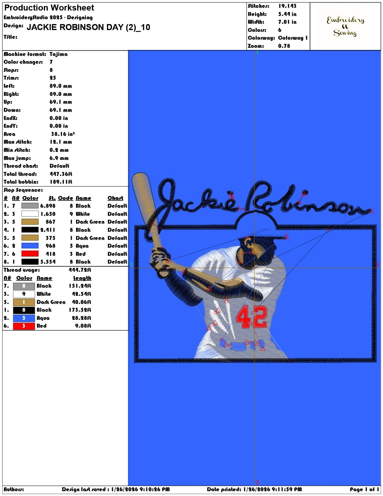 JACKIE ROBINSON DAY (2)   - Elegant embroidery design file - instant download — view 3