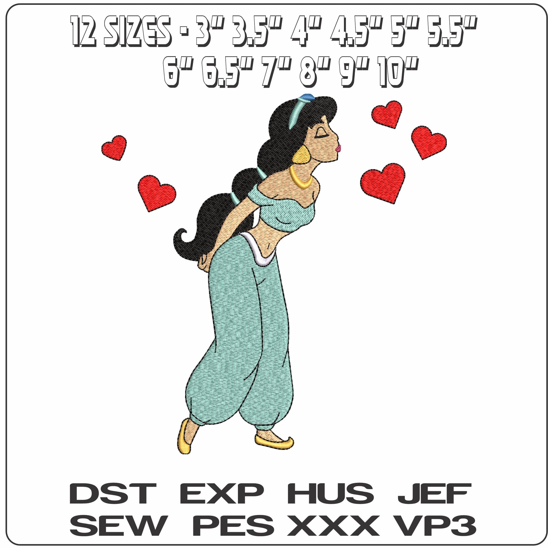 Jasmin Aladin Disney   - Elegant embroidery design file - instant download — view 2