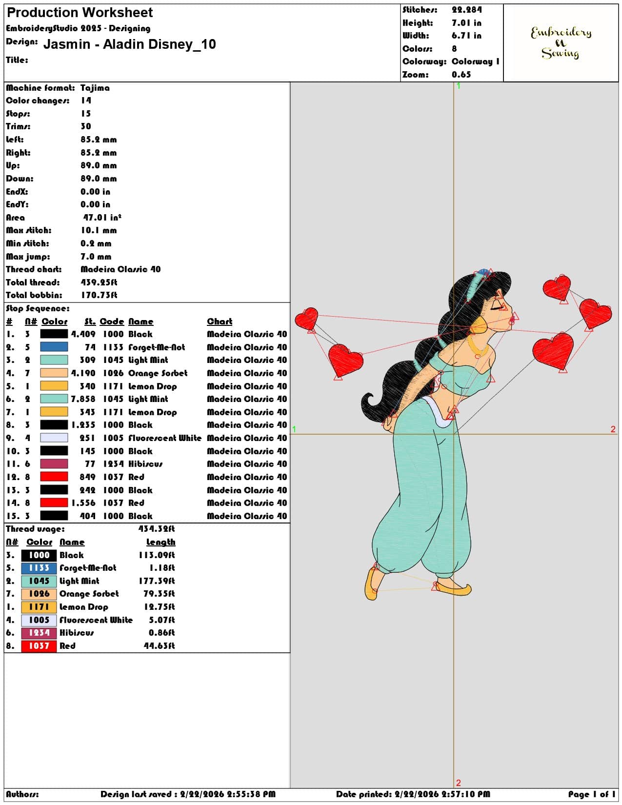 Jasmin Aladin Disney   - Elegant embroidery design file - instant download — view 3
