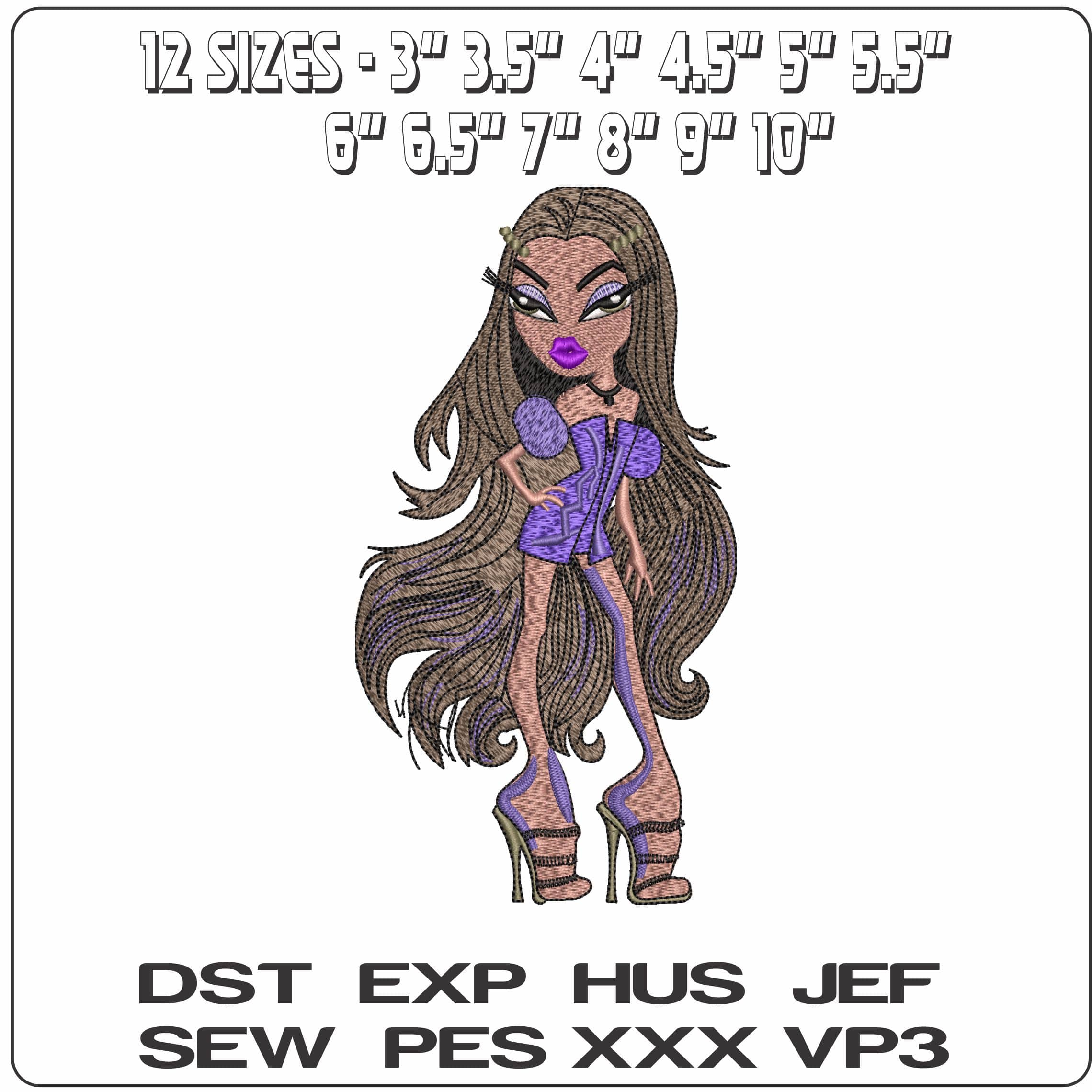 Jasmin Bratz Doll   - Elegant embroidery design file - instant download — view 2