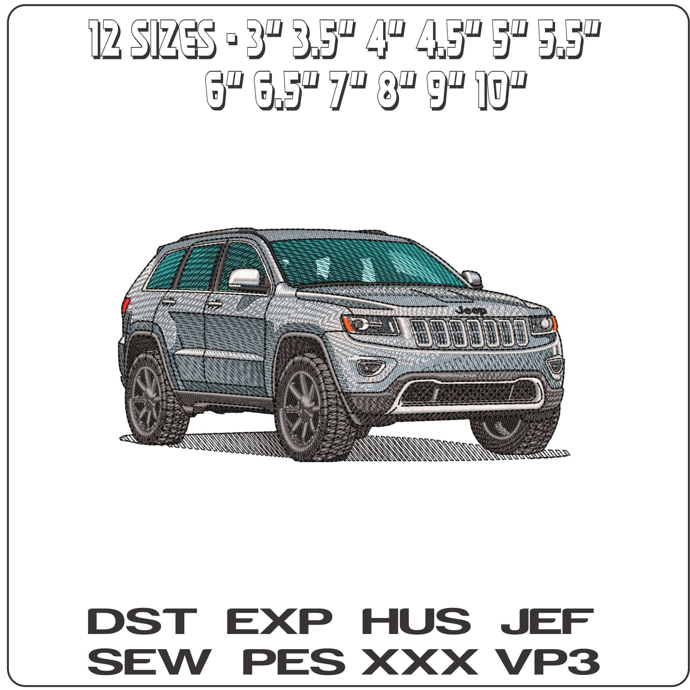 Jeep Grand Cherokee   - Elegant embroidery design file - instant download — view 2
