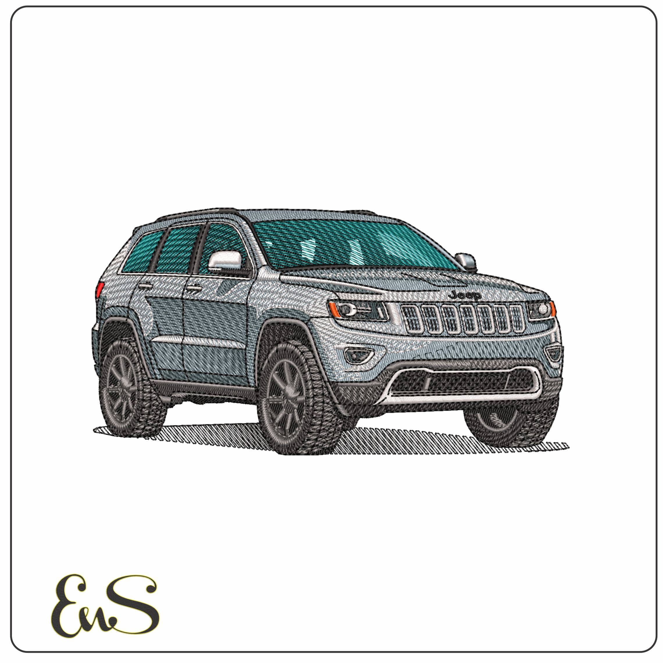 Jeep Grand Cherokee   - Elegant embroidery design file - instant download