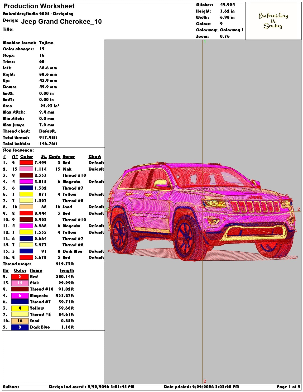 Jeep Grand Cherokee   - Elegant embroidery design file - instant download — view 3