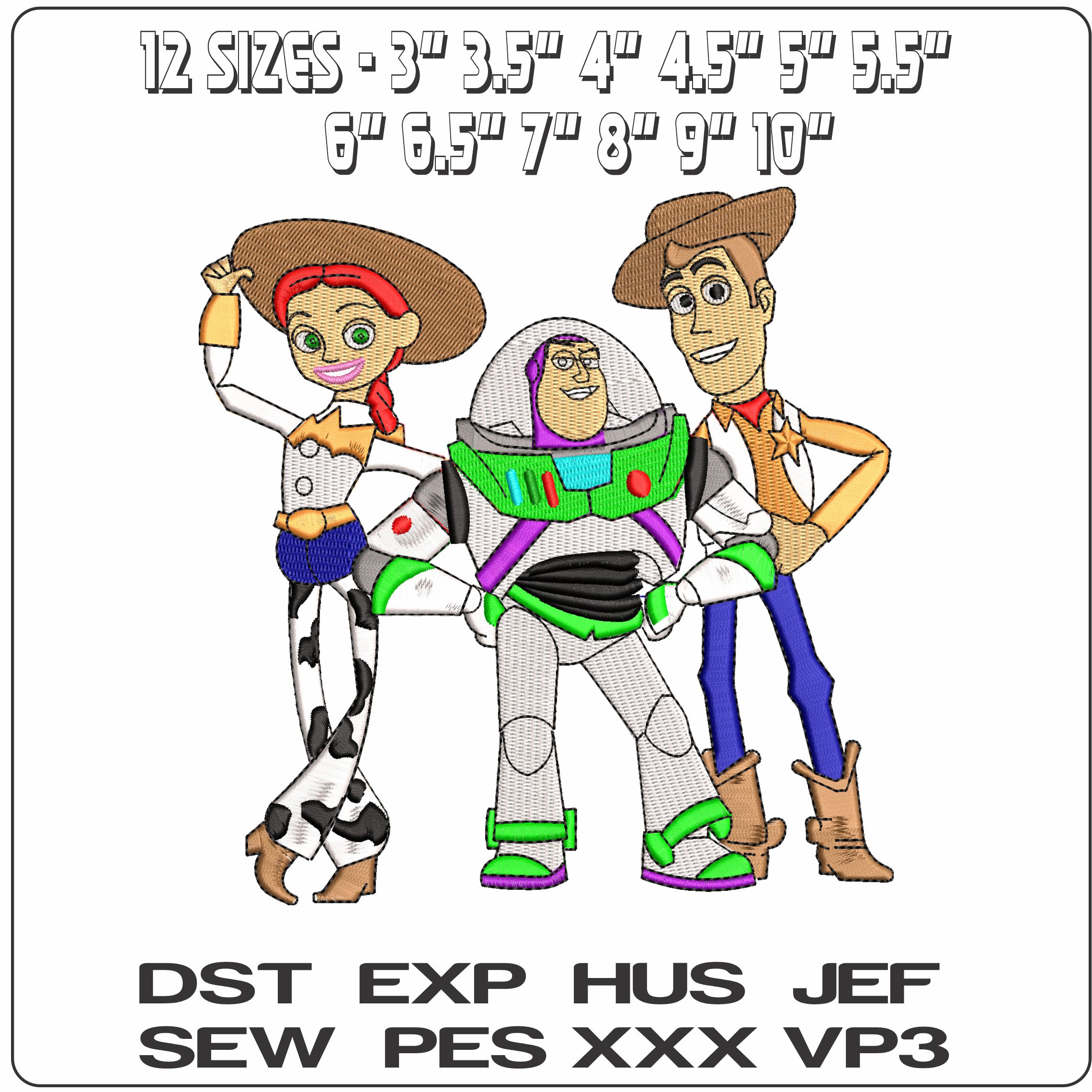 Jesse Woody and Buzz Toy Story   - Elegant embroidery design file - instant download — view 2