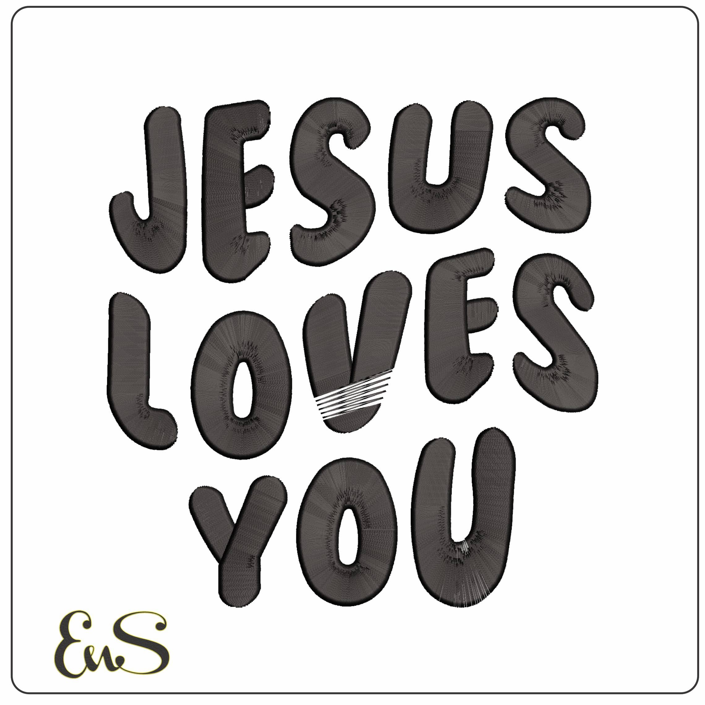 Jesus Loves You   - Elegant embroidery design file - instant download