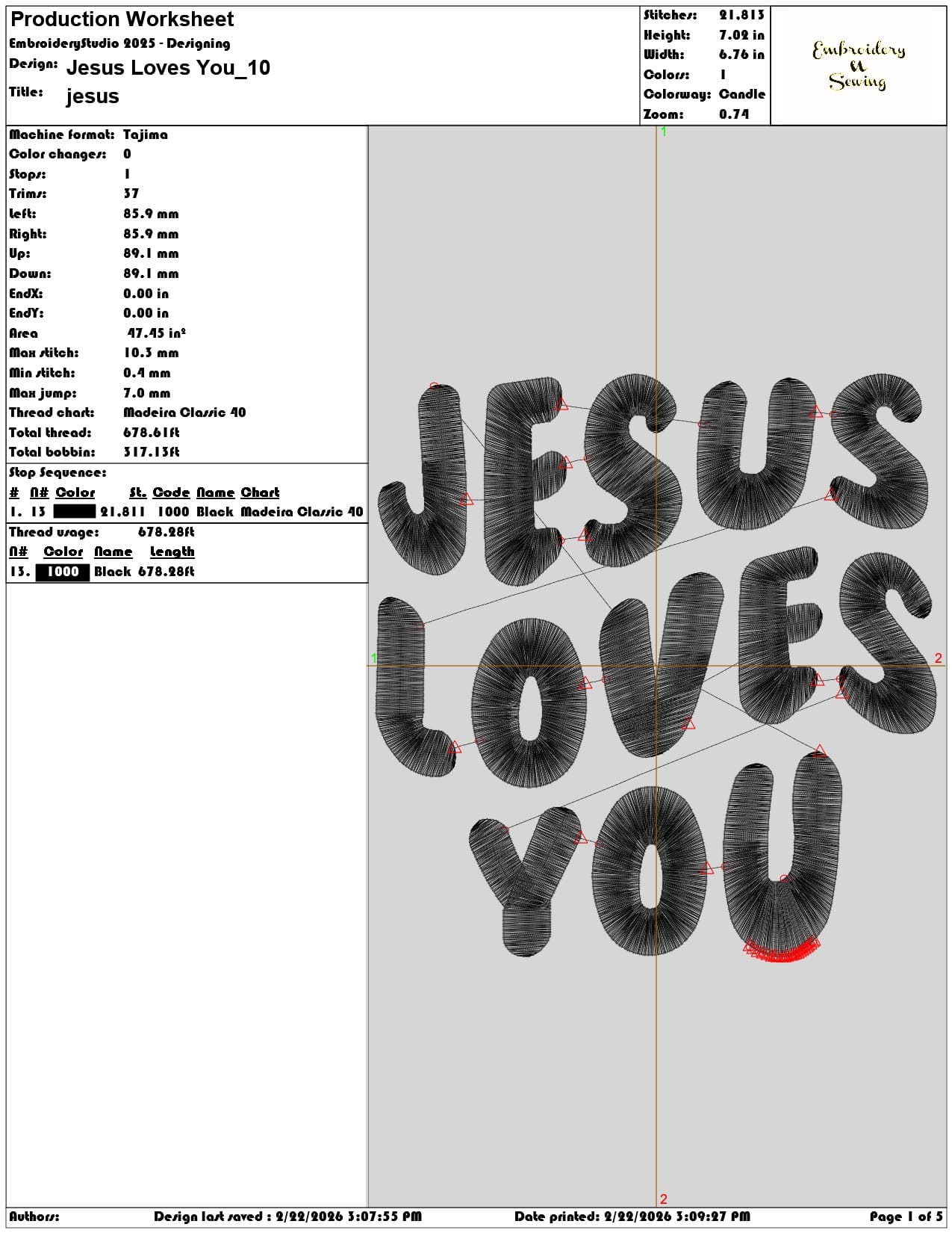 Jesus Loves You   - Elegant embroidery design file - instant download — view 3