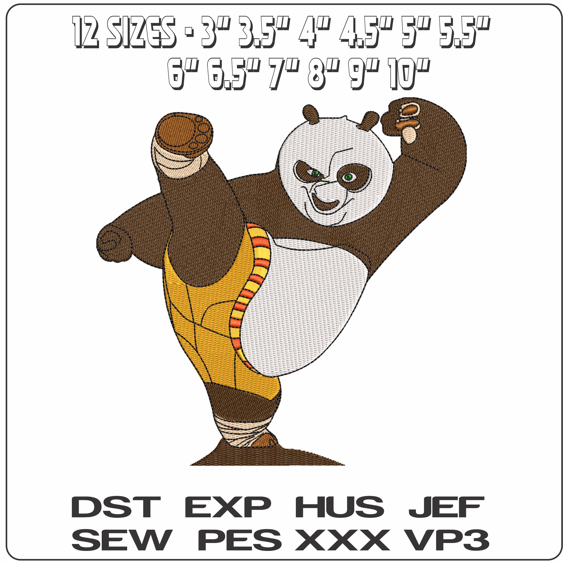 Kung Fu Panda Kick Kung Fu Panda Cartoon   - Elegant embroidery design file - instant download — view 2
