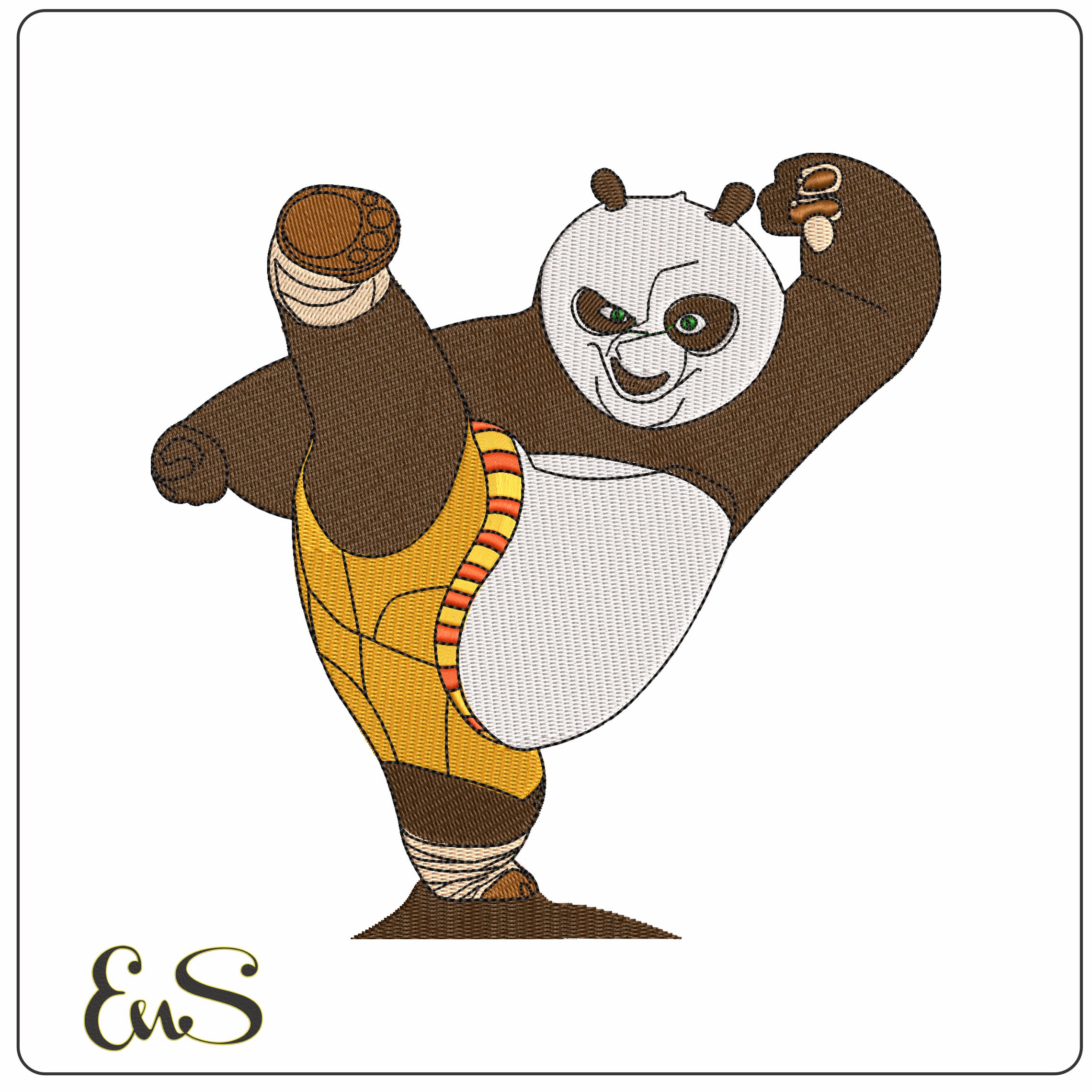 Kung Fu Panda Kick Kung Fu Panda Cartoon   - Elegant embroidery design file - instant download